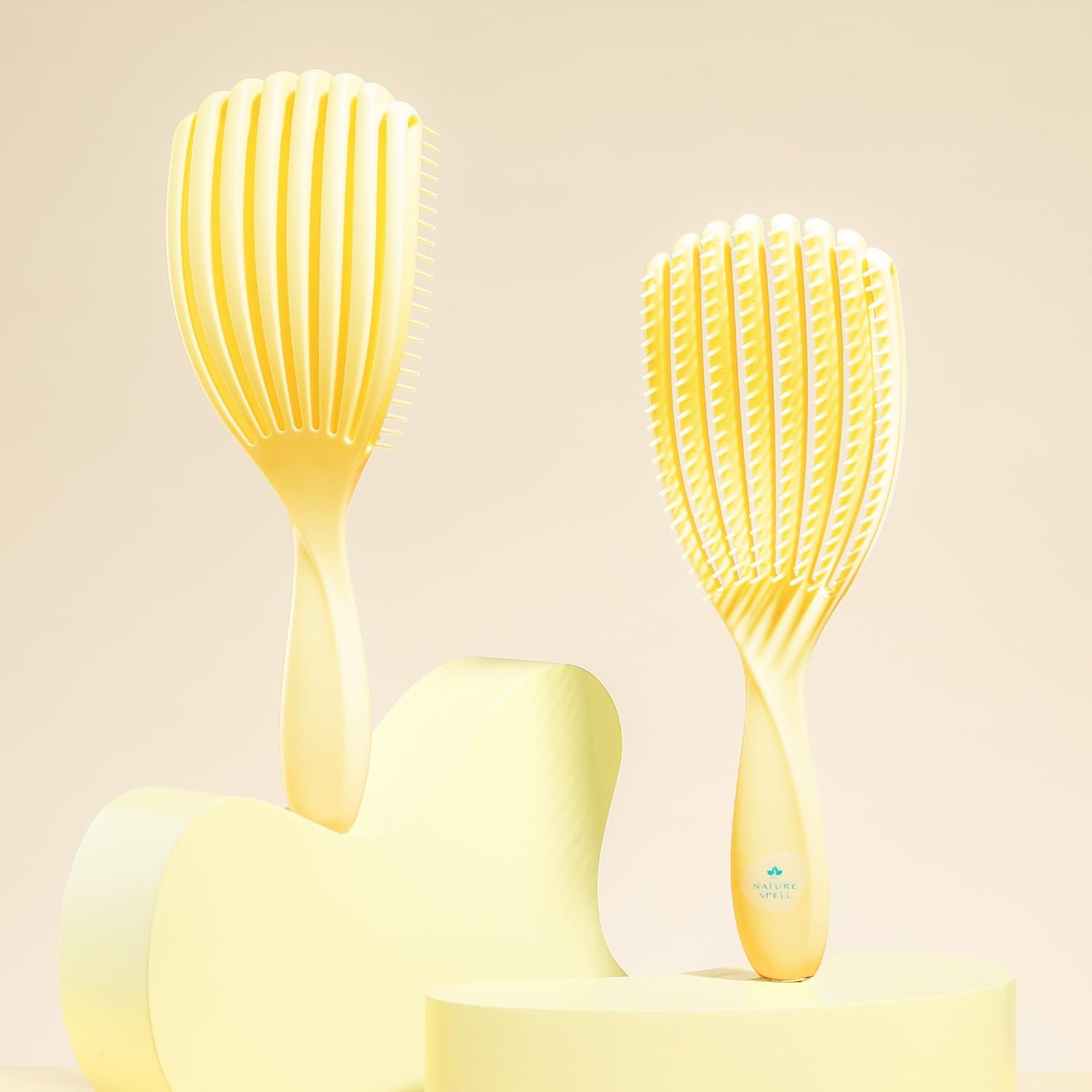 Nature Spell FlexiFlow Detangling Hair Brush All Hair Types Wet Dry Use Yellow - Image 6