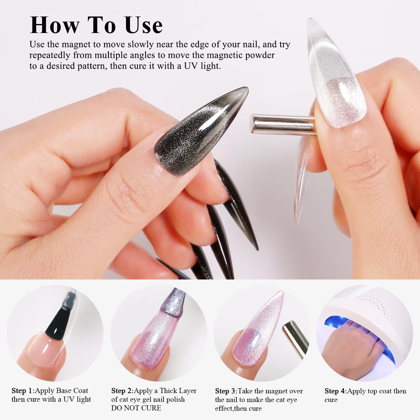 Imtiti 15ML Cat Eye Gel Nail Polish with Black Holographic Glitter and Magnet - Image 2