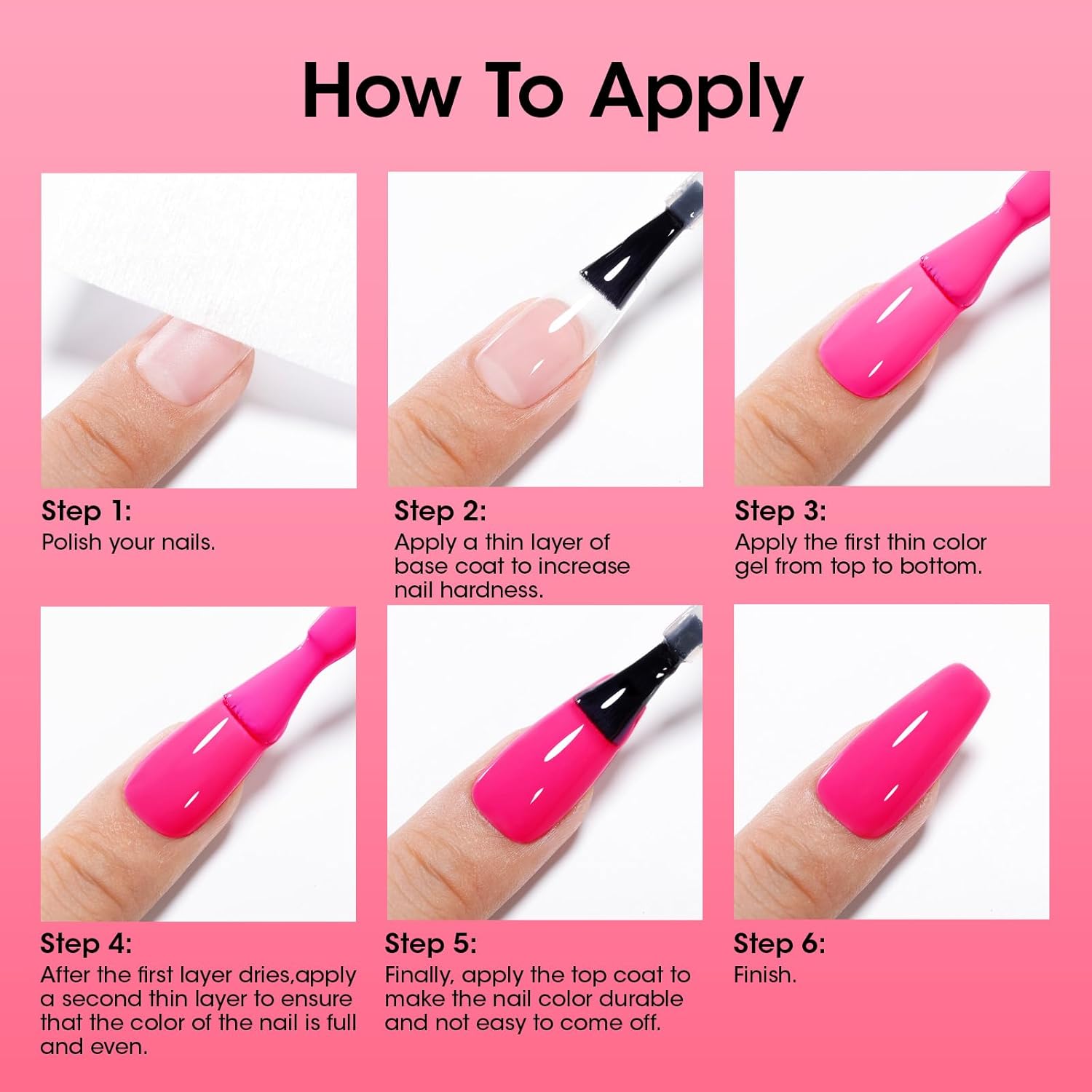 GELLEN Quick Air Dry Red Pink Nail Polish Set for Acrylic Natural Nails, Non-Toxic - Image 6