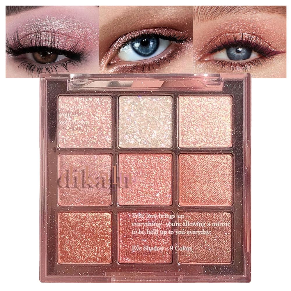 9 Color Nude Sparkly Eyeshadow Palette Matte Shimmer Waterproof Long-Lasting - Image 4