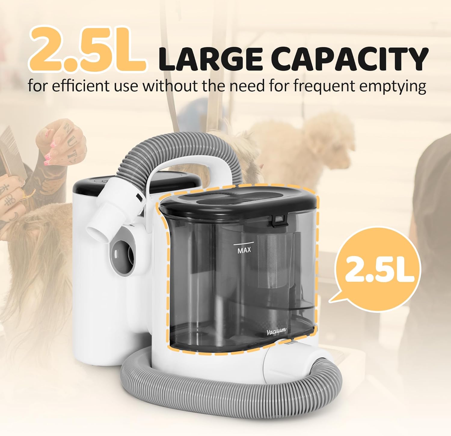 Exacme 7-in-1 Dog Grooming Vacuum Dryer Kit 2.5L Capacity Adjustable Settings - Image 5