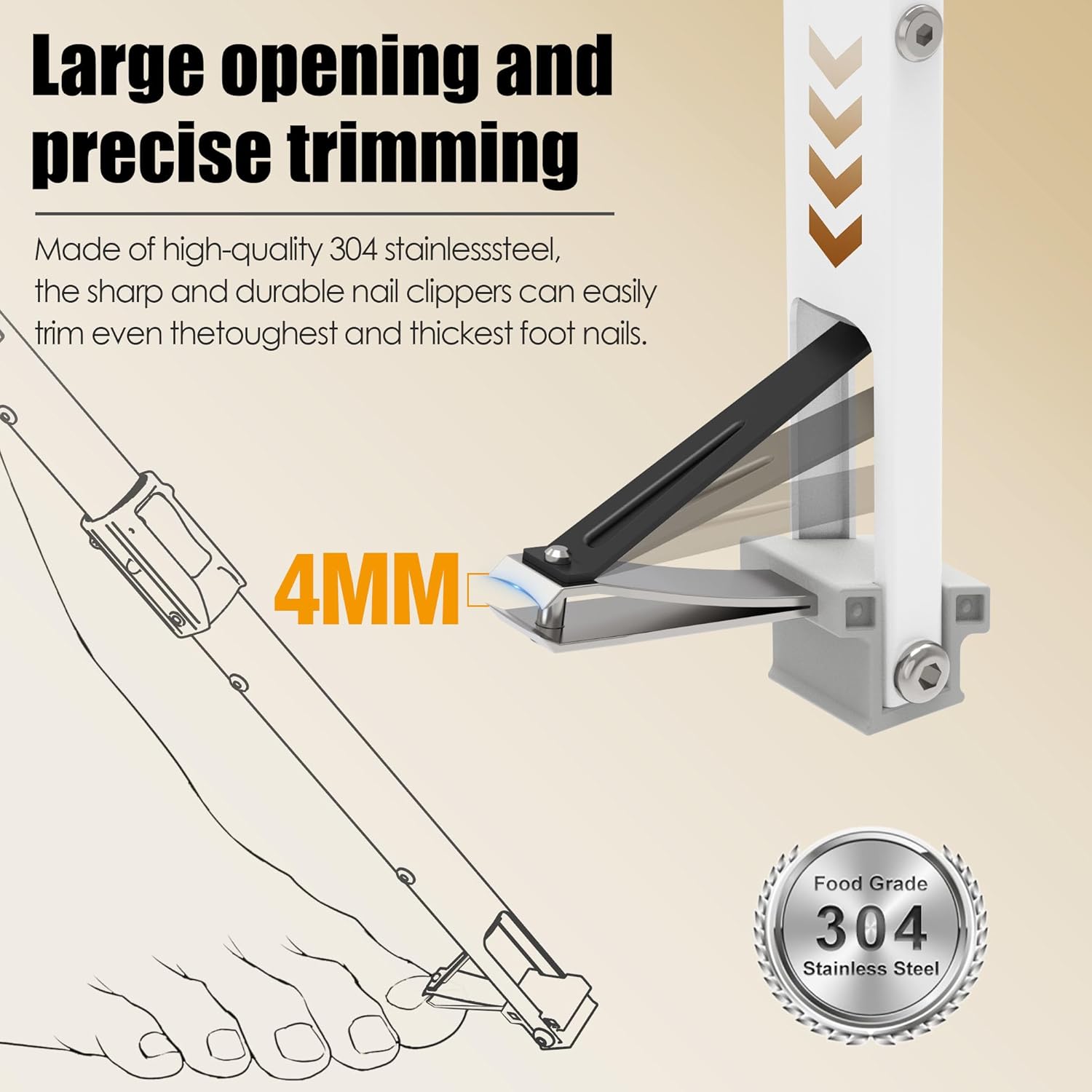 Extra Long 28-Inch Handle Toenail Clippers White for Seniors and Limited Mobility - Image 5
