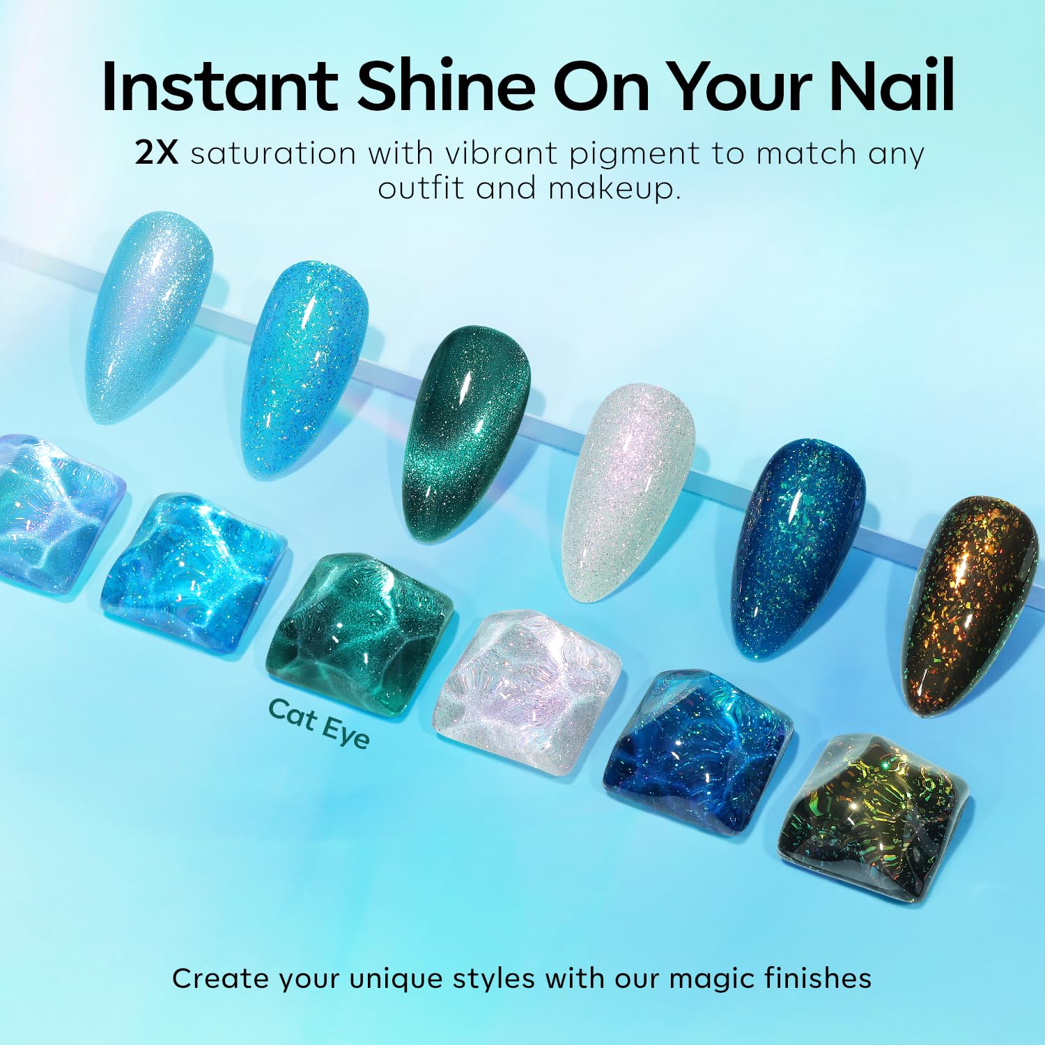Modelones 6 Color Ocean Series Glitter Cat Eye Gel Nail Polish Set with Magnet - Image 2