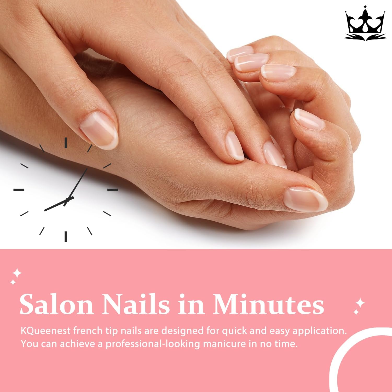 KQueenest 30 Piece Short Almond Hot Pink French Tip Press On Nails for Women - Image 7