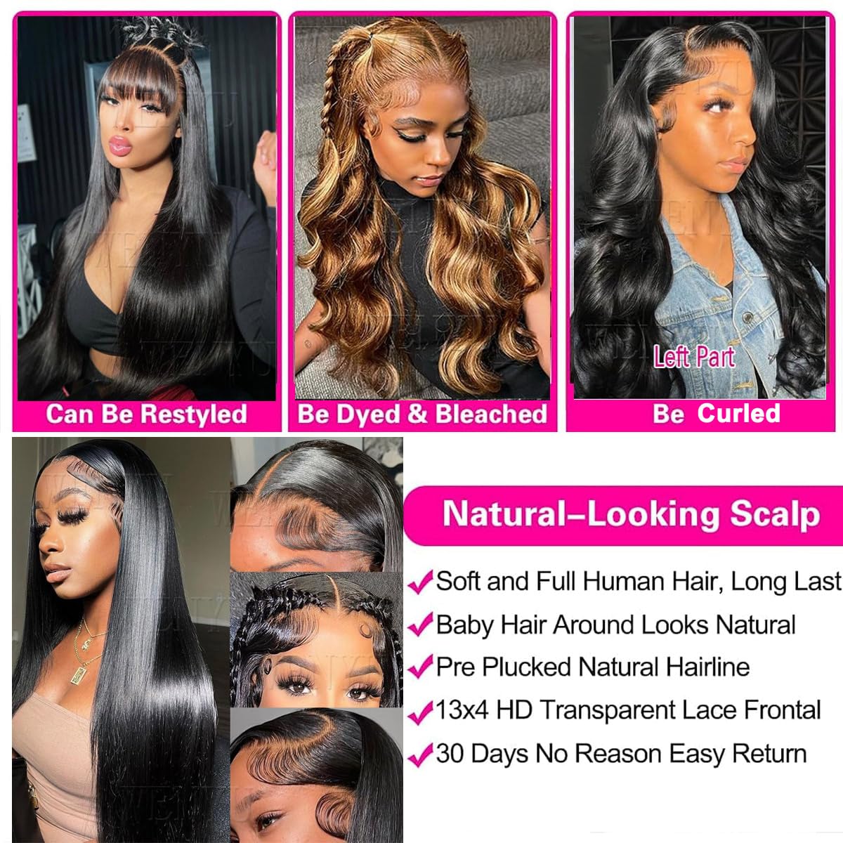 26 Inch Straight Lace Front Human Hair Wig Pre Plucked 13x4 for Black Women - 100% Human Hair - Image 4