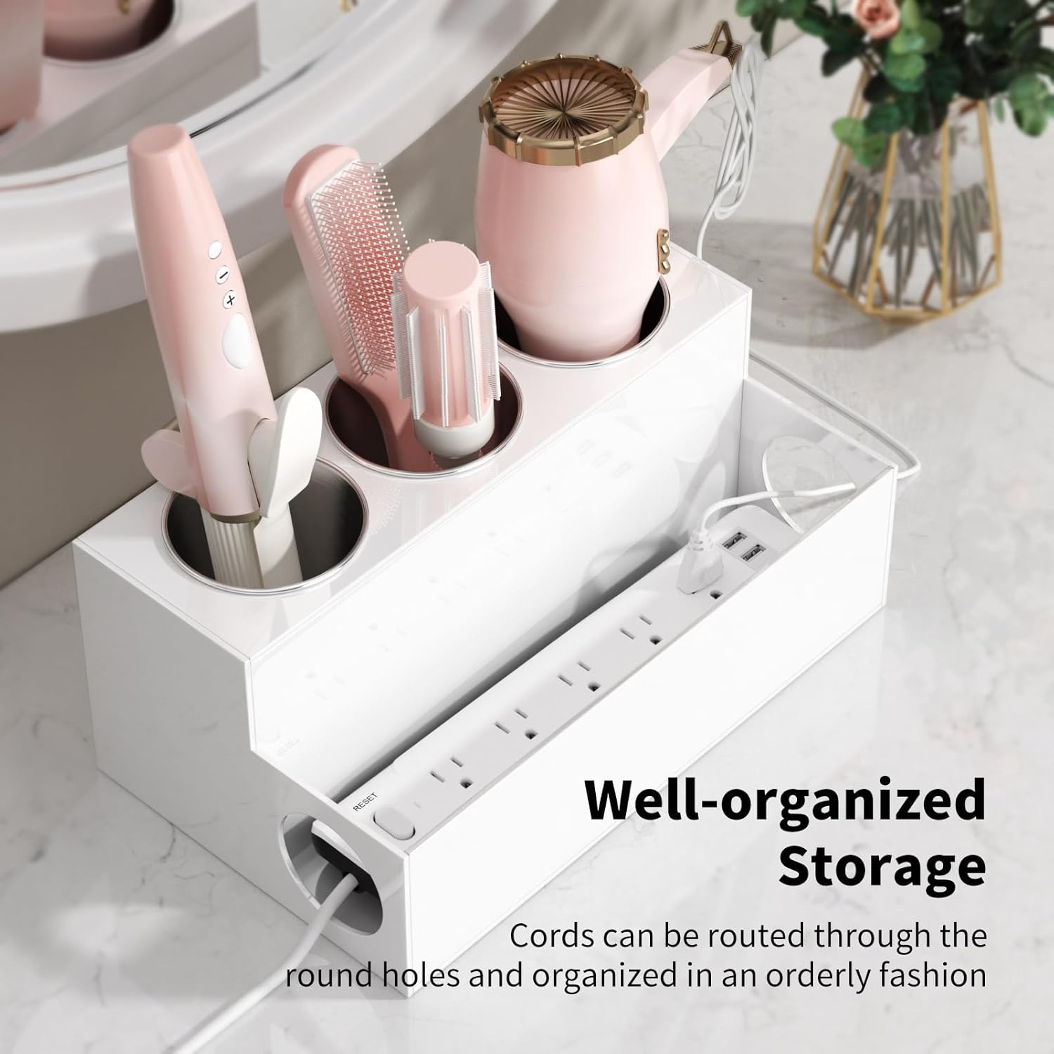 NIUBEE Acrylic Styling Tool Holder for Blow Dryers and Makeup Storage - Image 4