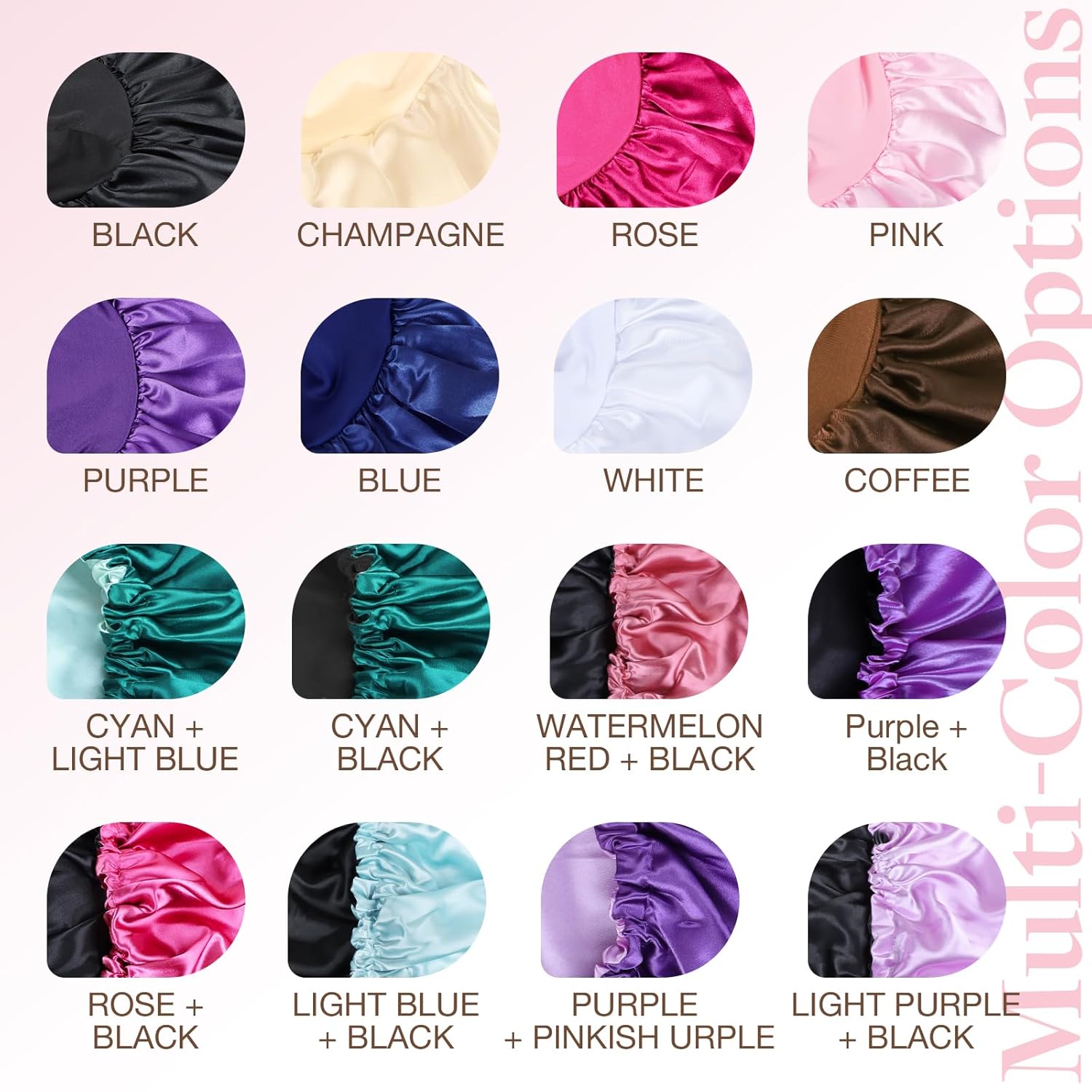 GOO GOO Black Satin Bonnet for Sleeping, Extra Large Size, Soft Elastic Hair Protection - Image 8