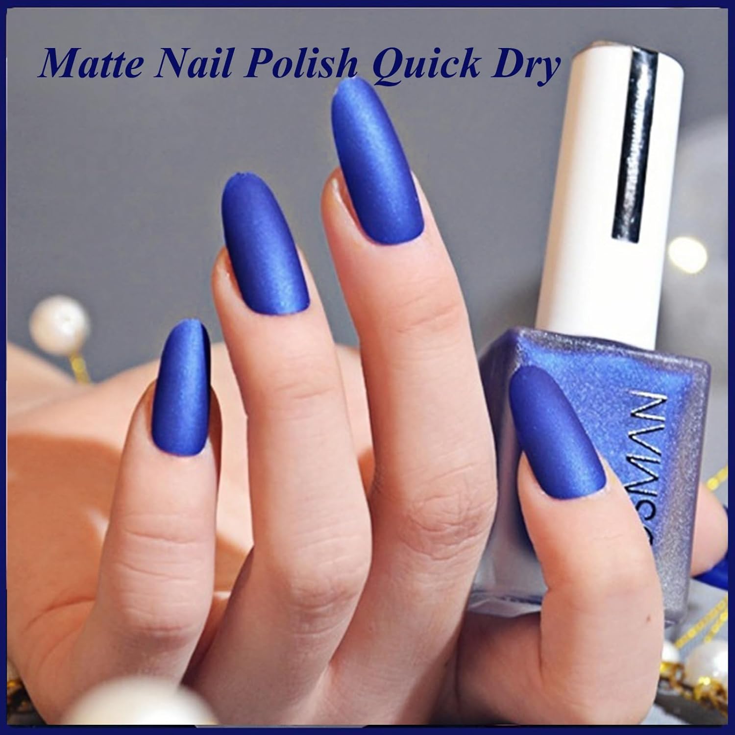 Navy Blue Matte 15ml Instant Dry Nail Polish for Quick Gel Color Application - Image 5