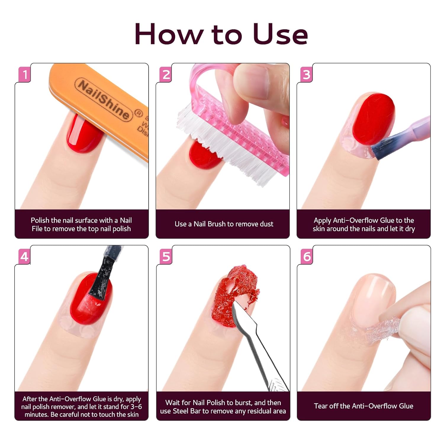 8oz Gel Nail Polish Remover for Natural Nails, Quick and Easy No Soak Formula - Image 5