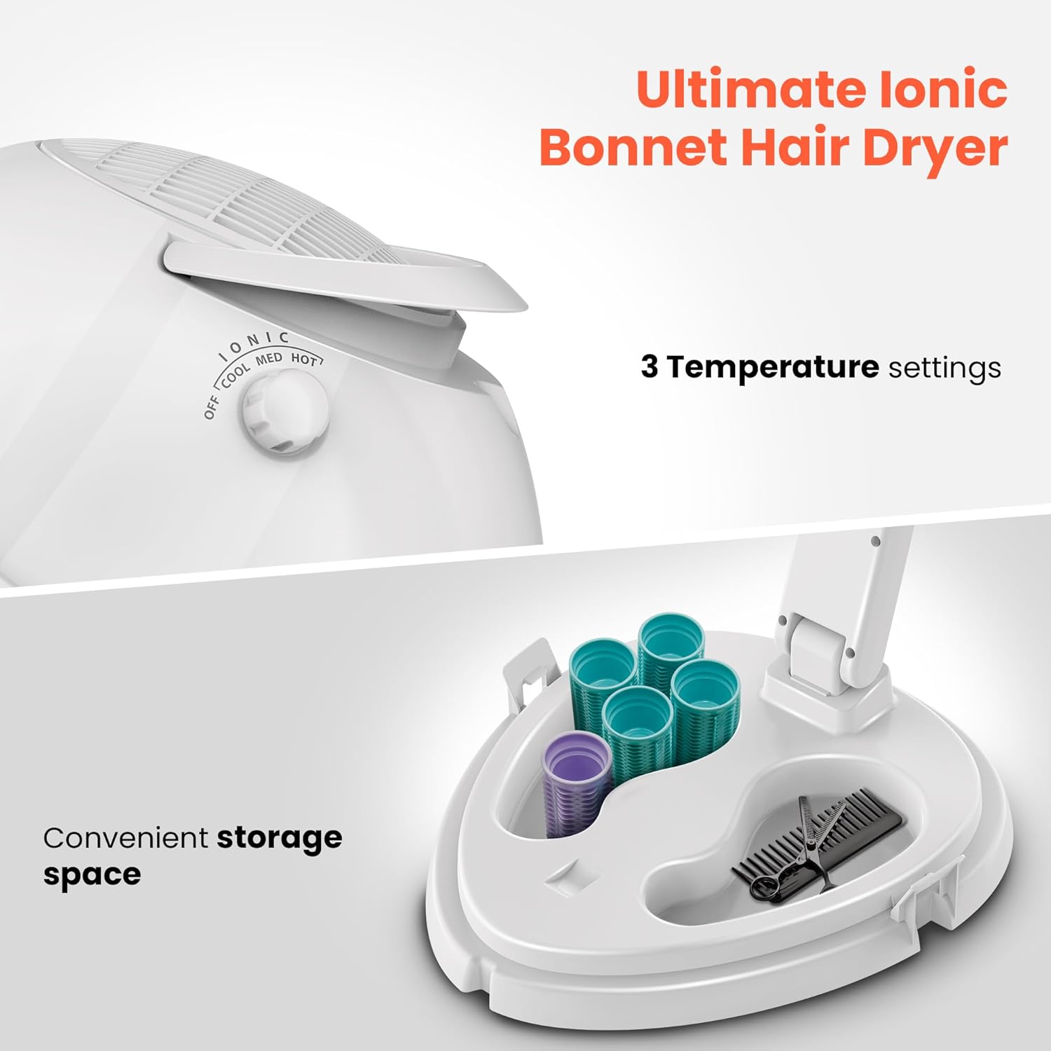 TASALON 1875W Portable Ionic Hooded Hair Dryer with 3 Heat Settings and Adjustable Height - Image 4