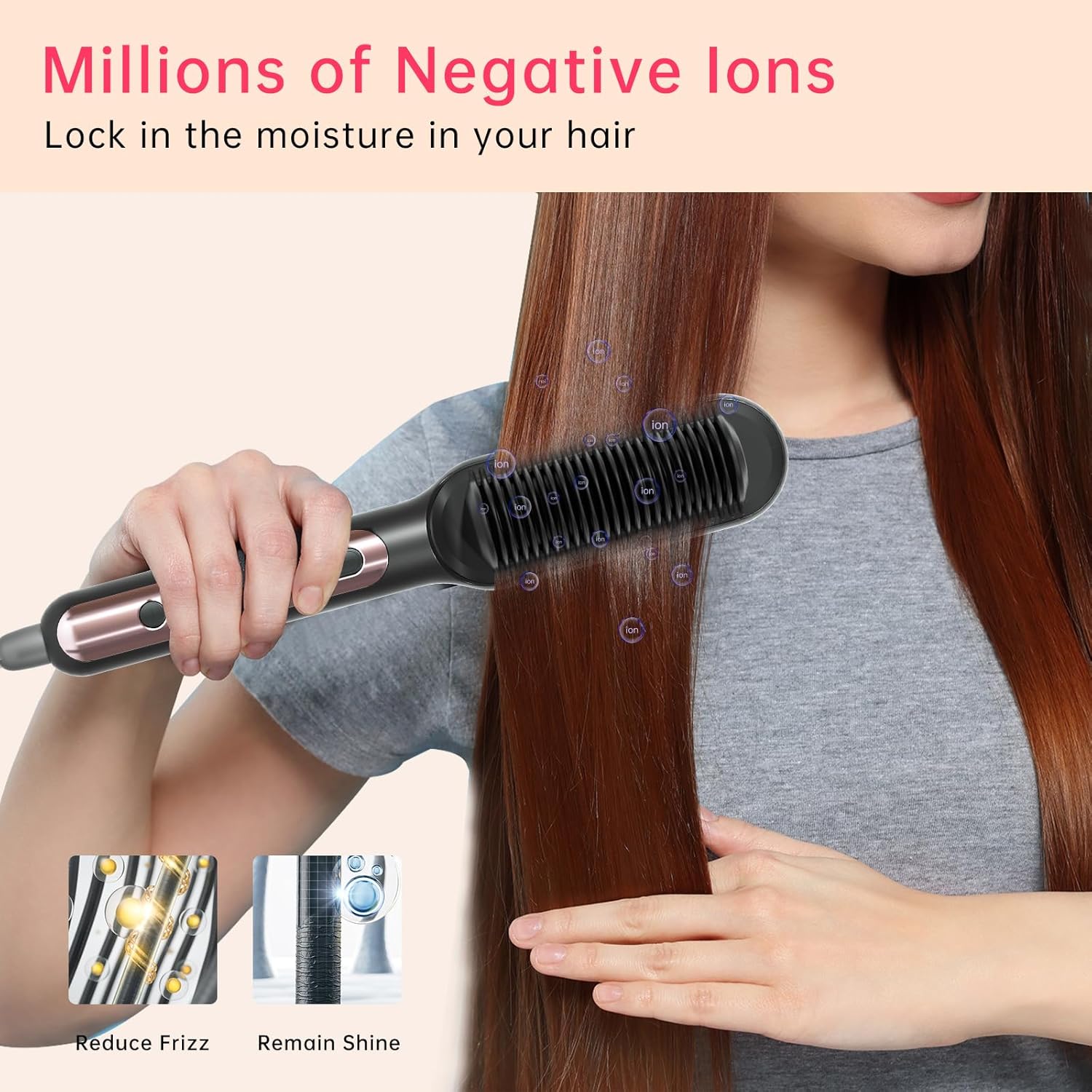 9 Temperature Setting Ceramic Hair Straightener Brush with Anti-Scald Design - Image 4