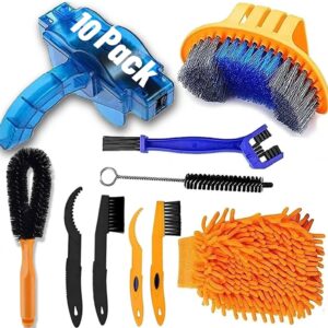 10pcs Bike Cleaning Kit, Bicycle Clean Brush Tool Including Chain Cleaner for Cycling,Bike Chain Cleaner Brush Suitable fo Mountain/Dirt/MT/Road/BMX Bike