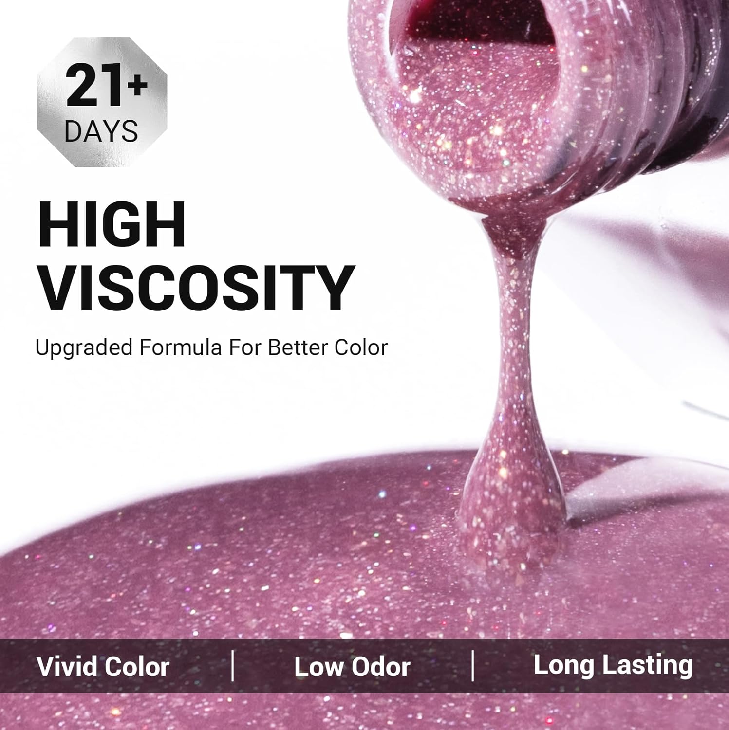 MelodySusie 15ml Pink Pastel Violet Glitter Gel Nail Polish Soak Off UV LED Compatible - Image 3