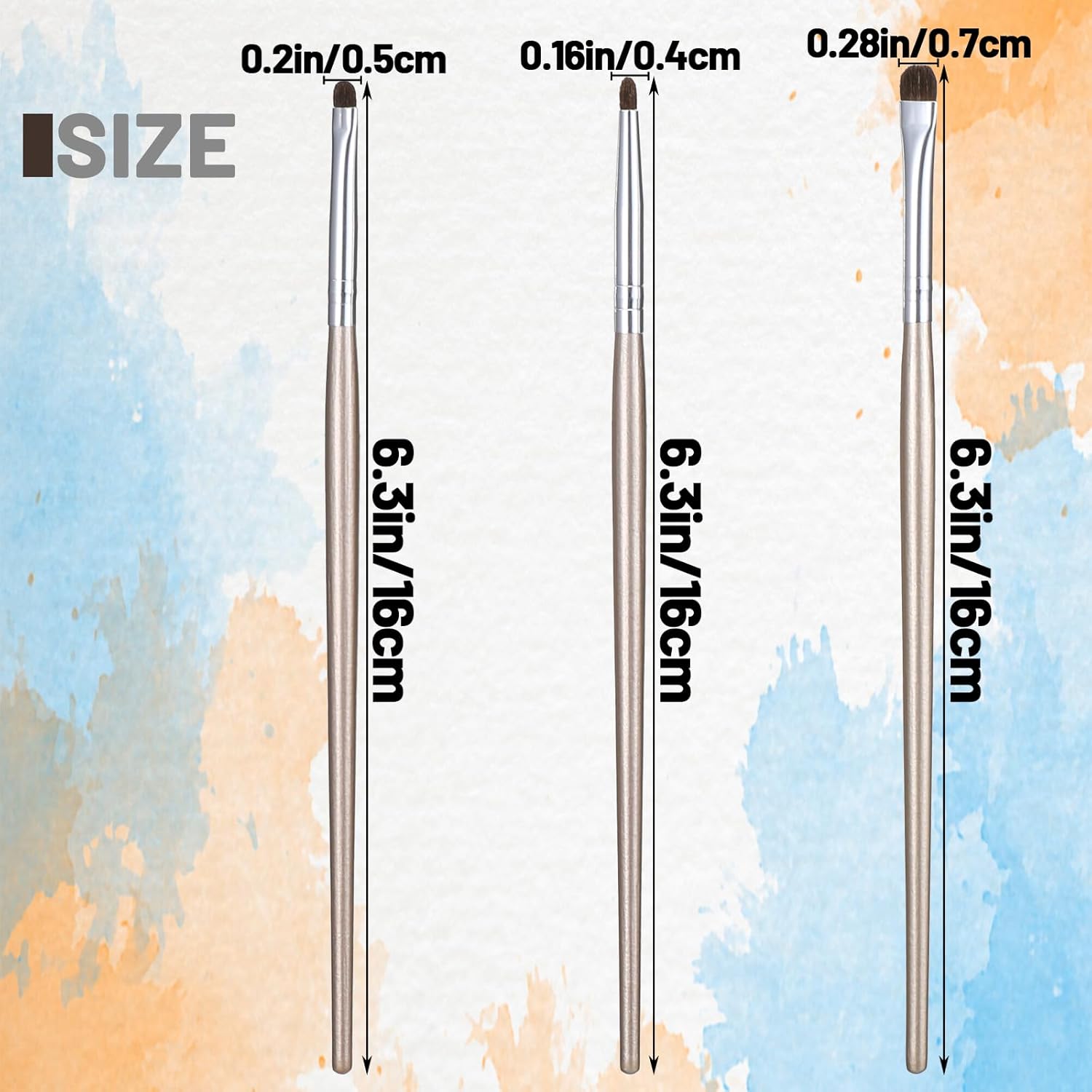 3 Pcs Flat Eyeliner Smudge Brush Set for Eyeshadow and Concealer Blending, Light Gold - Image 2