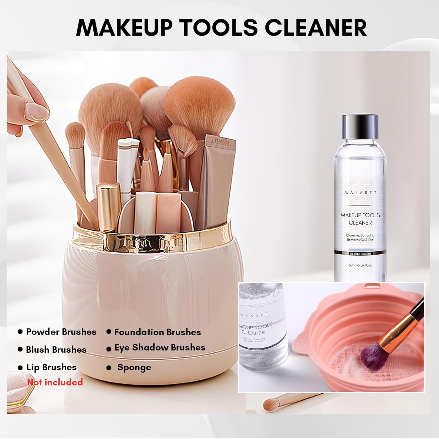 Makartt Hypoallergenic Makeup and Nail Brush Cleaner Solution 2.02 fl oz - Image 4
