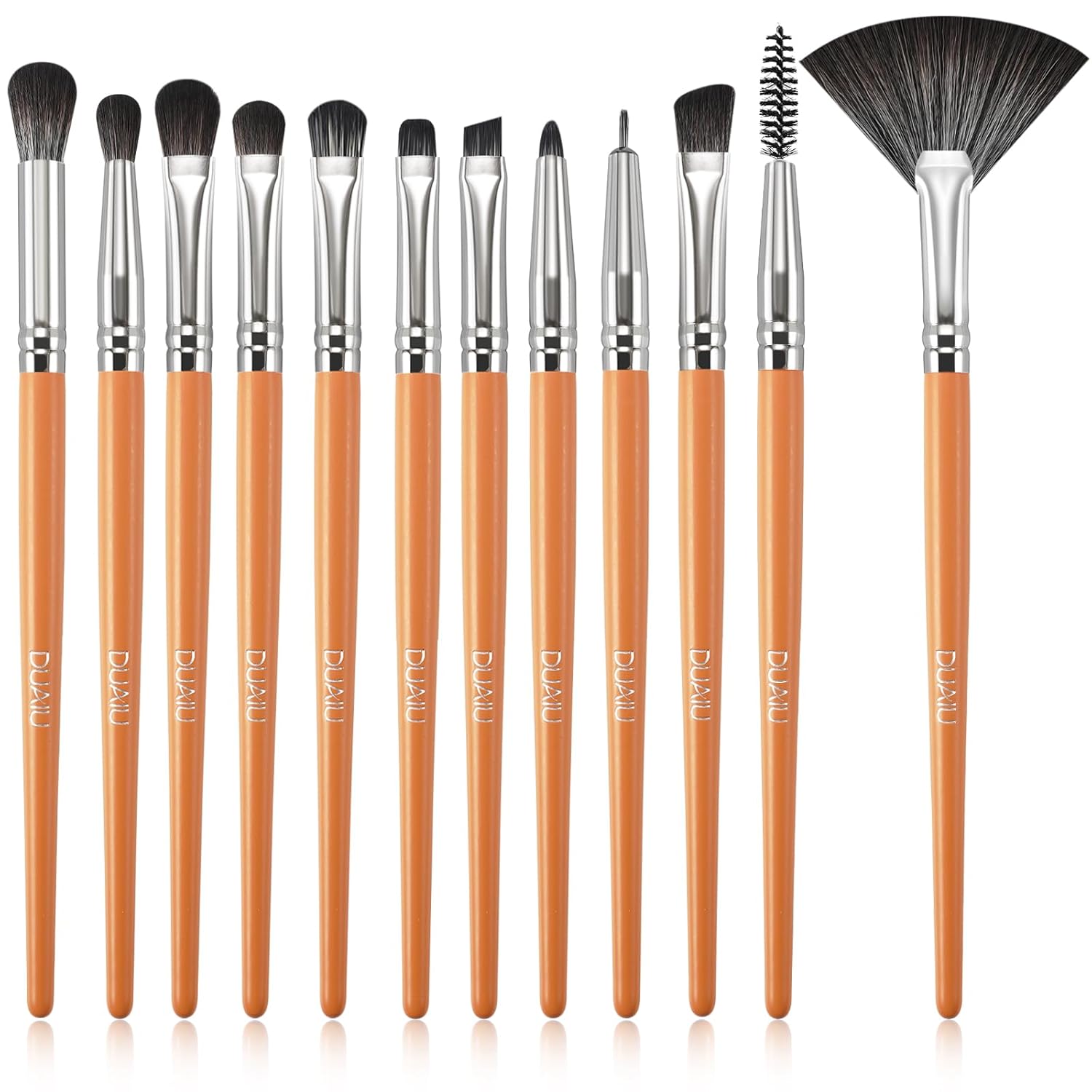 DUAIU 12-Piece Eyeshadow Brush Set Synthetic Hairs Wood Handles Eye Makeup Tools - Image 7
