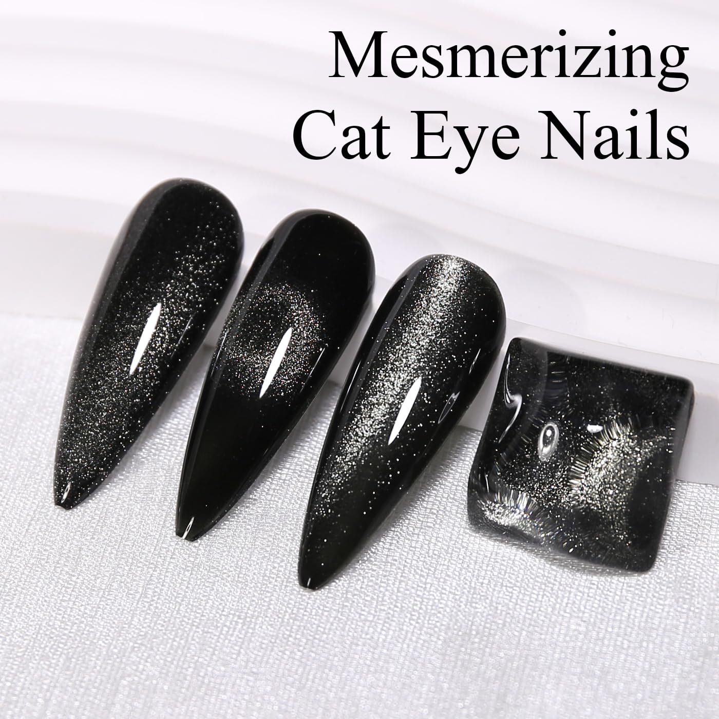 Imtiti 15ML Cat Eye Gel Nail Polish with Black Holographic Glitter and Magnet - Image 3