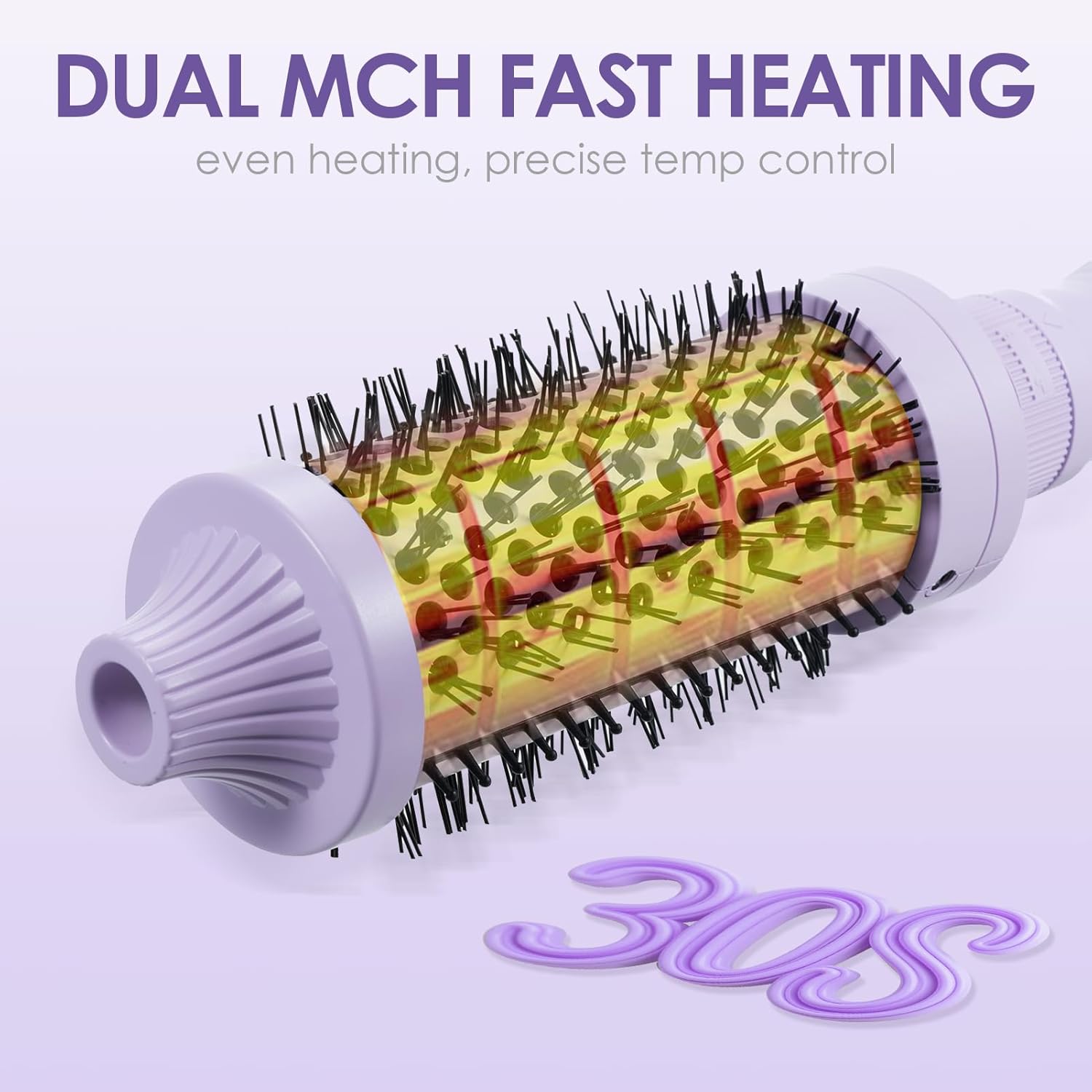 Purple Thermal Round Brush and Curling Iron Set with Adjustable Temperature for All Hair Types - Image 4