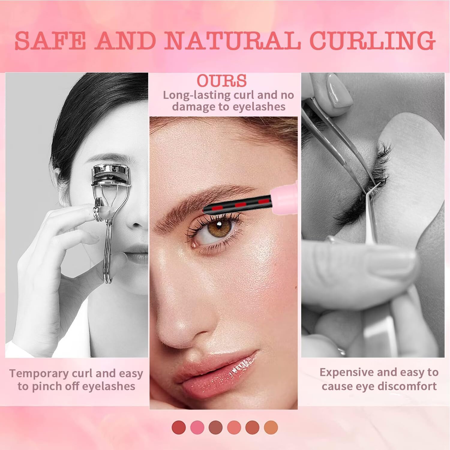 Rechargeable Heated Eyelash Curler Pink with 3 Temperature Settings for Long-Lasting Curls - Image 5