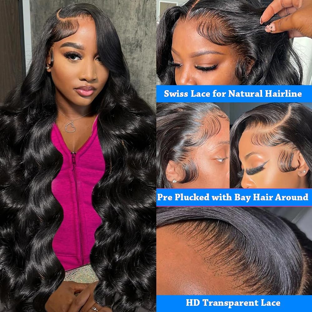 30 Inch 180 Density Body Wave Human Hair HD Lace Front Wig with Baby Hair - Image 3