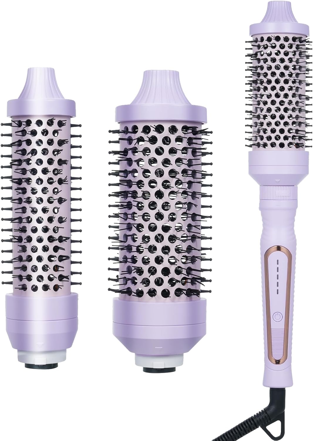 Thermal Brush Heat Round Brush, Curling Iron & Hair Straightener with Temp Settings, Curling Brush for All Hair Types, Purple