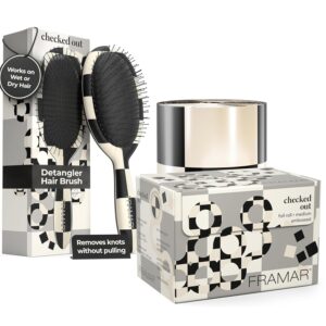 FRAMAR Checkered Print Hair Brush Detangler – Wet Hair Brushes For Women - FRAMAR Checkered Hair Foil, Salon Foils For Hair Stylist – 320 ft