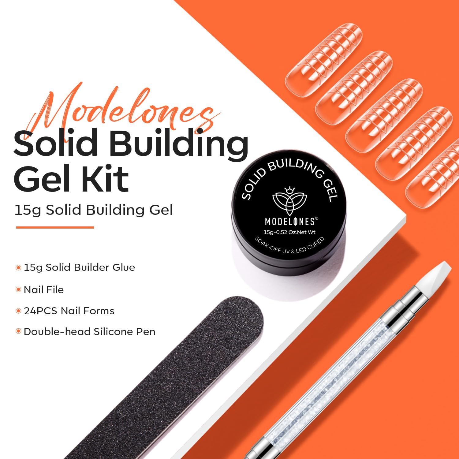 Modelones 15ml Clear Solid Builder Gel Kit for Professional Nail Extensions and Sculpting - Image 6