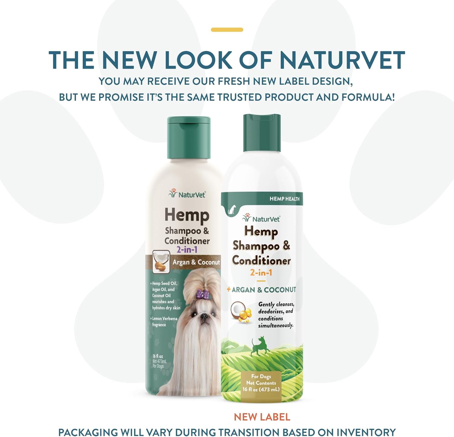 NaturVet 2-in-1 Dog Shampoo Conditioner with Hemp Argan Coconut 16oz - Image 2