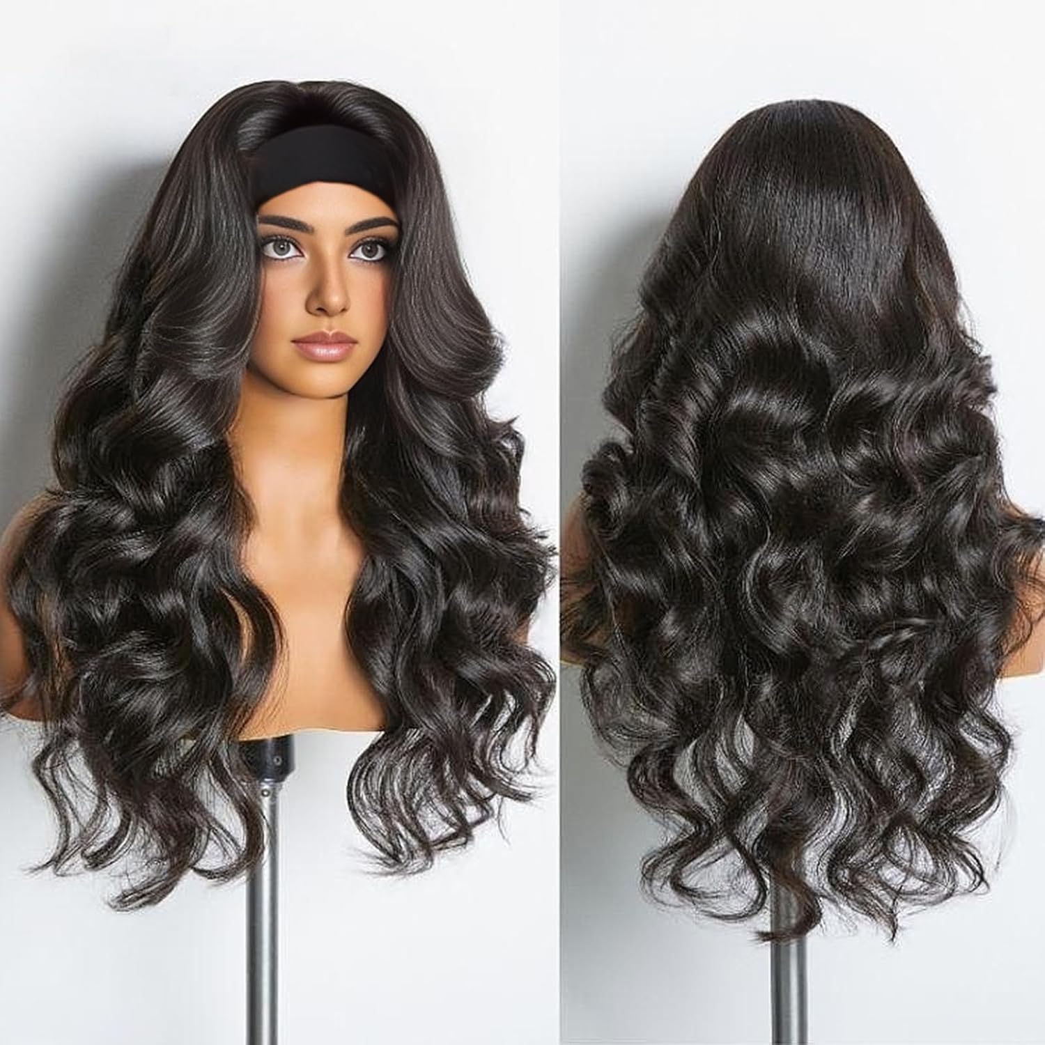 20 Inch Body Wave Brazilian Virgin Human Hair Glueless Headband Wig 180% Density - Image 2