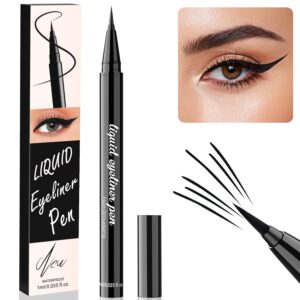 Liquid Eyeliner - Waterproof Eyeliner Pen with Precise Brush Tip Eye Liner Pen for Thin & Thick Lines, Professional Ink Eyeliner Pencil for Woman, Smudge-Proof, Stay All Day, Easy to Use, Black