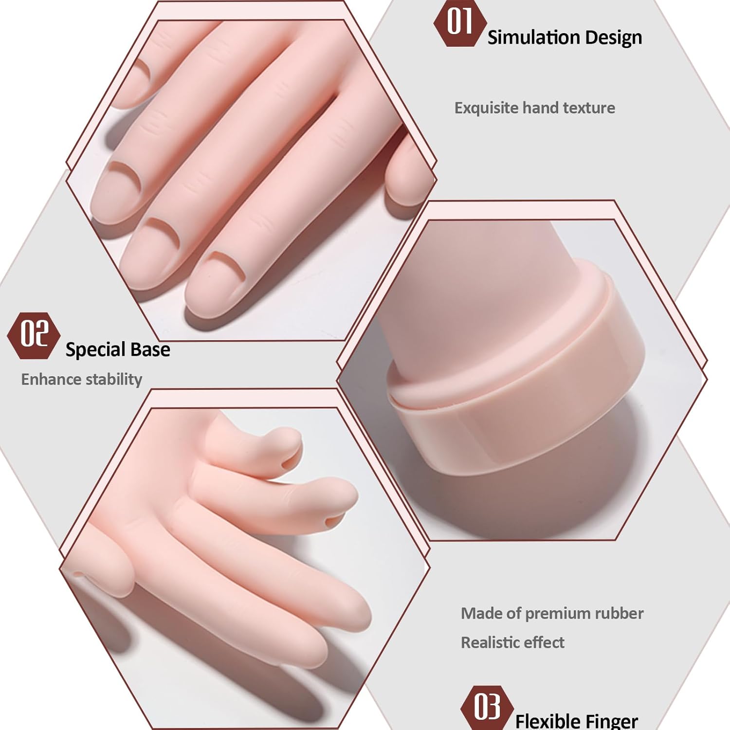 Practice Hand for Acrylic Nails, Mannequin Hands for Nail Art Training, Fake Hand Model - Image 4