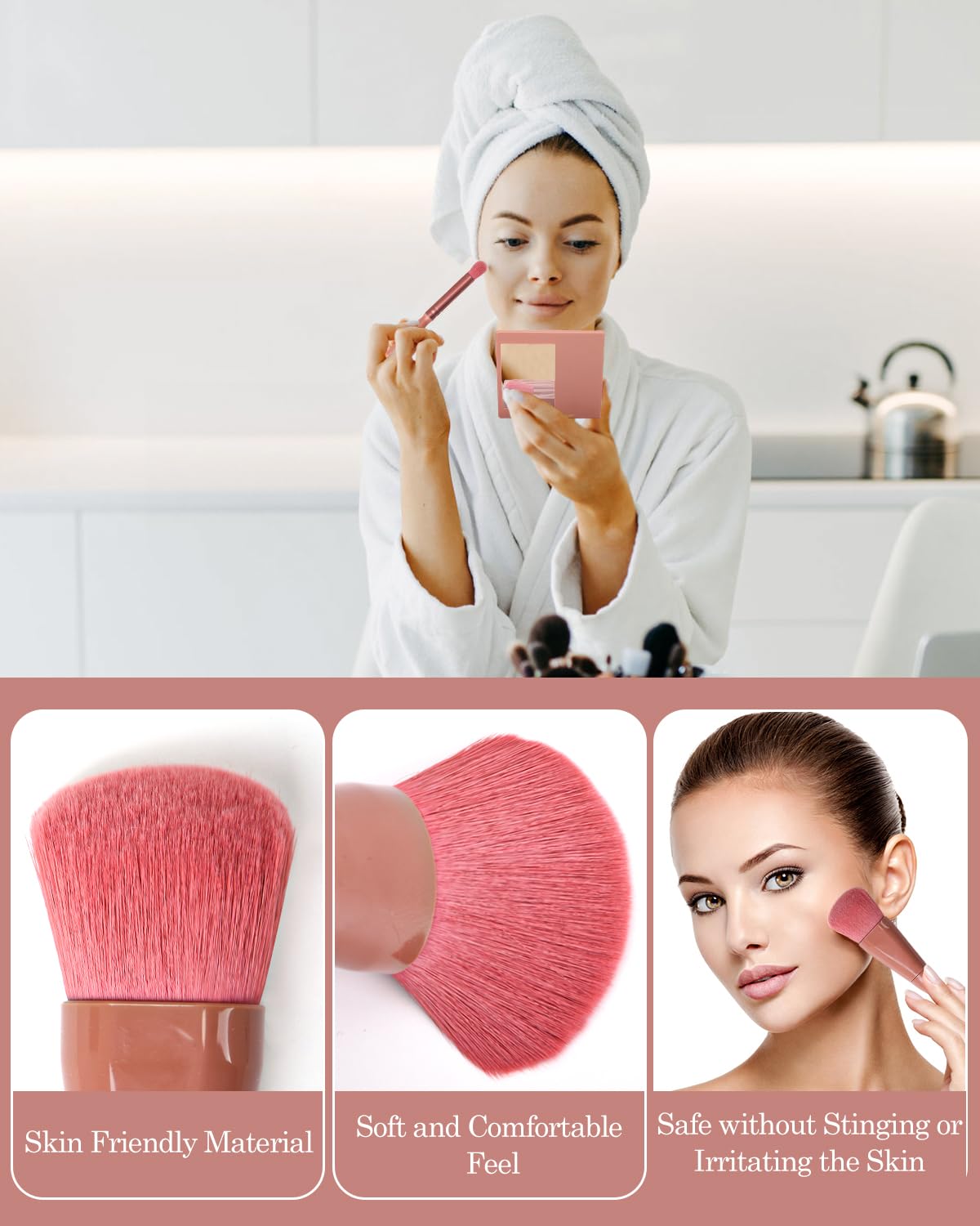Sky Blue 5 Piece Travel Size Makeup Brush Set with Mirror and Hard Case - Image 4