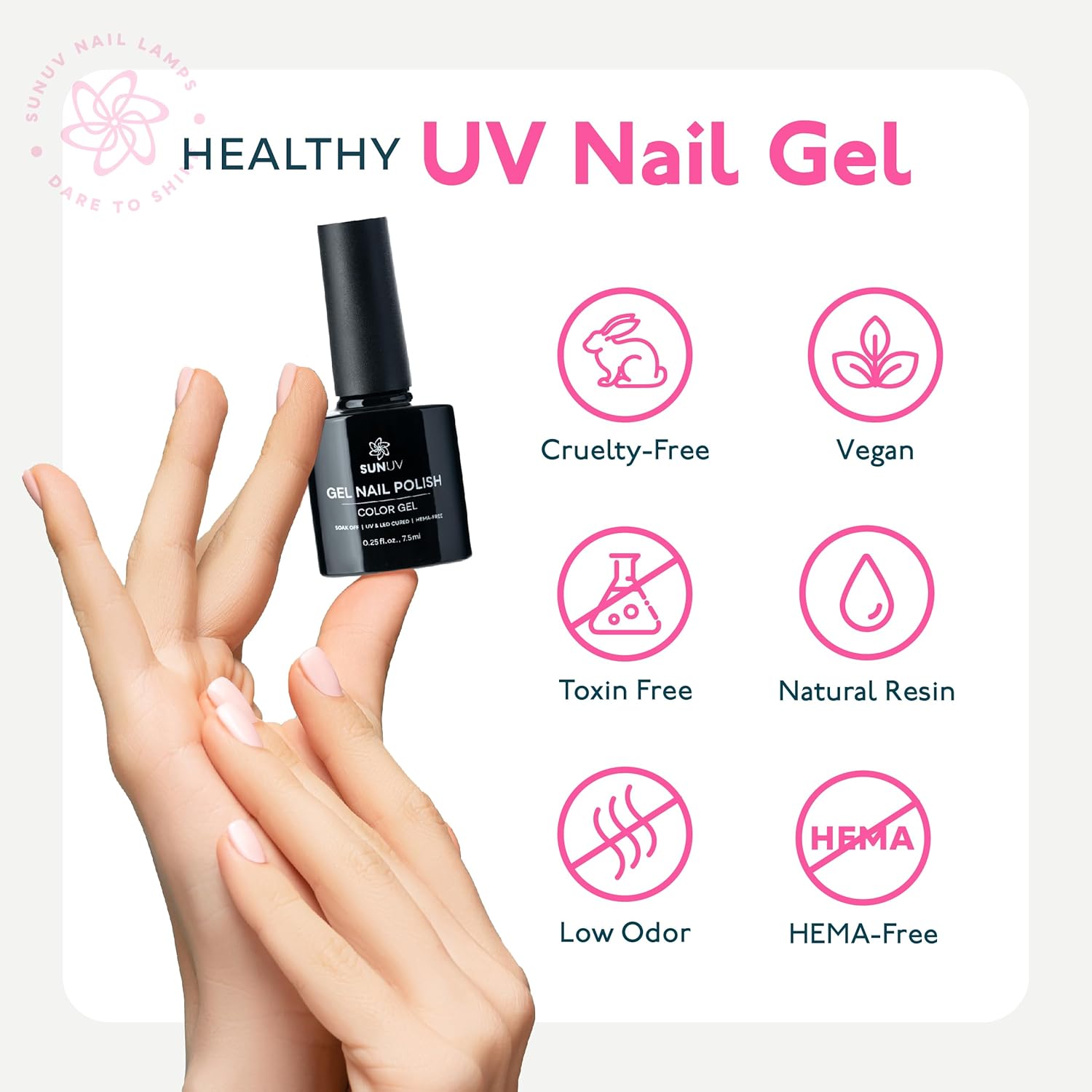 SUNUV Hema-Free Gel Polish Kit: 6 Colors with UV Nail Lamp for Professional At-Home Manicures - Image 3