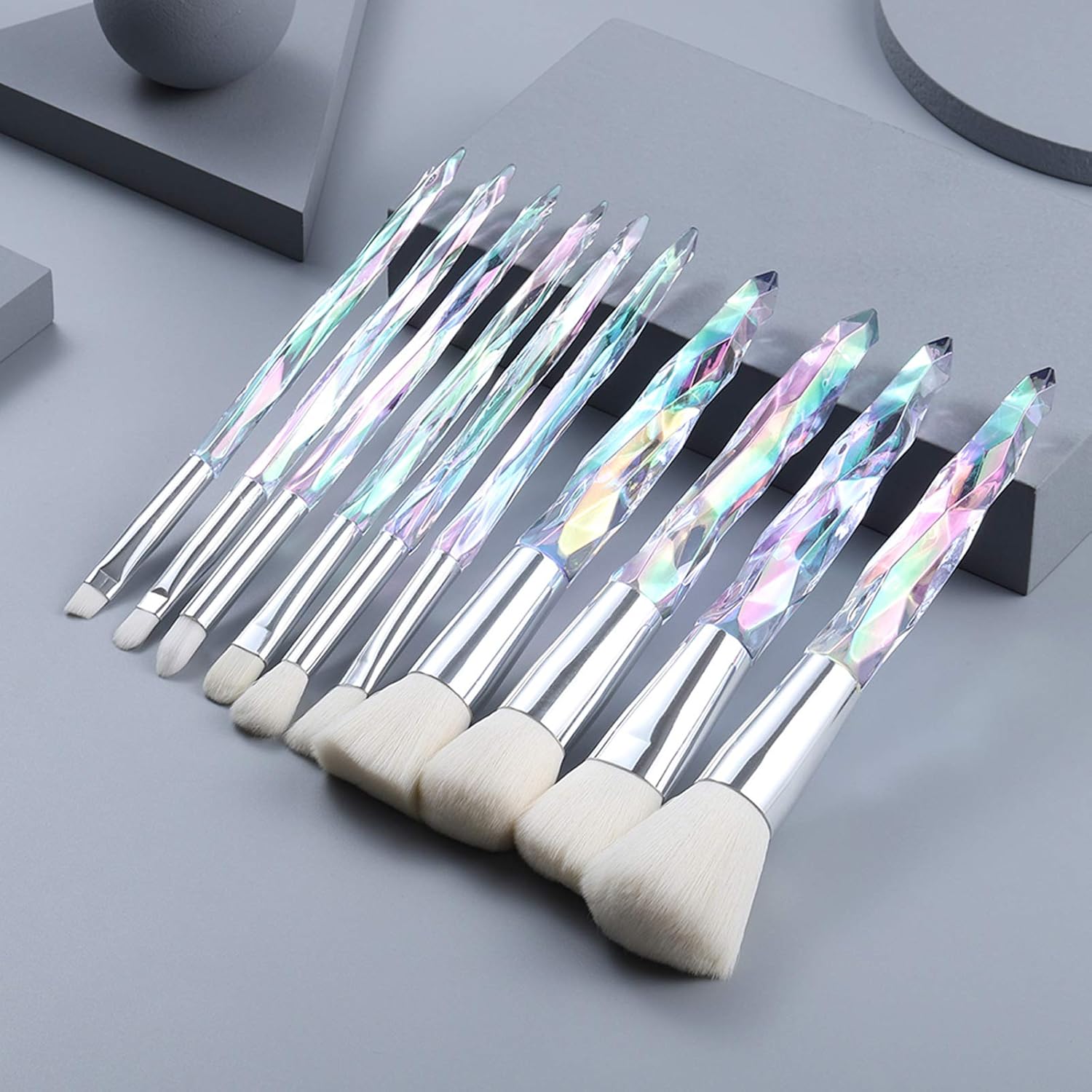 Kingtree 10 Piece Crystal Makeup Brush Set Premium Synthetic Fibers for Face and Eyes - Image 2