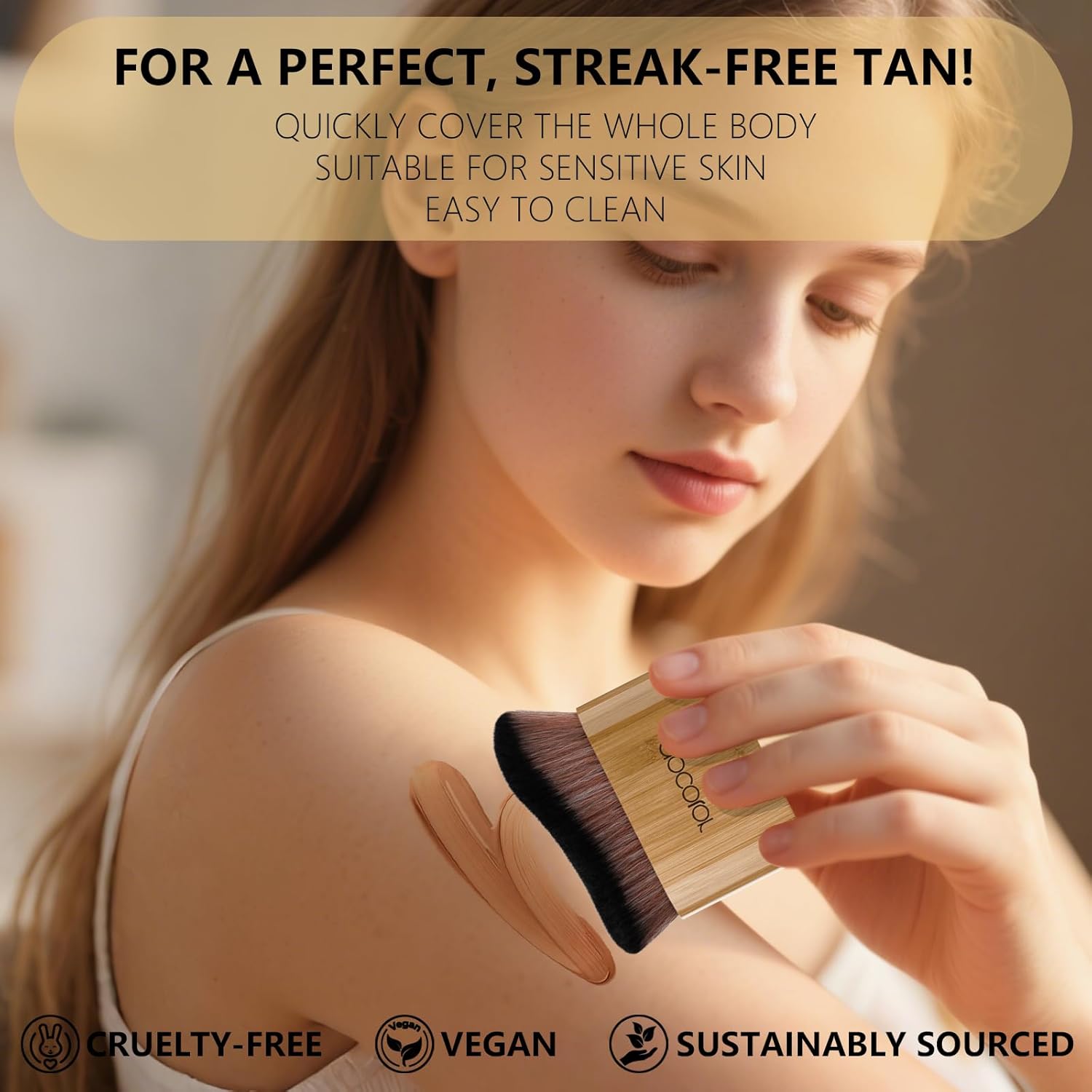 Docolor Large Vegan Self Tanner Applicator Brush for Body Face - Gift Box Included - Image 3