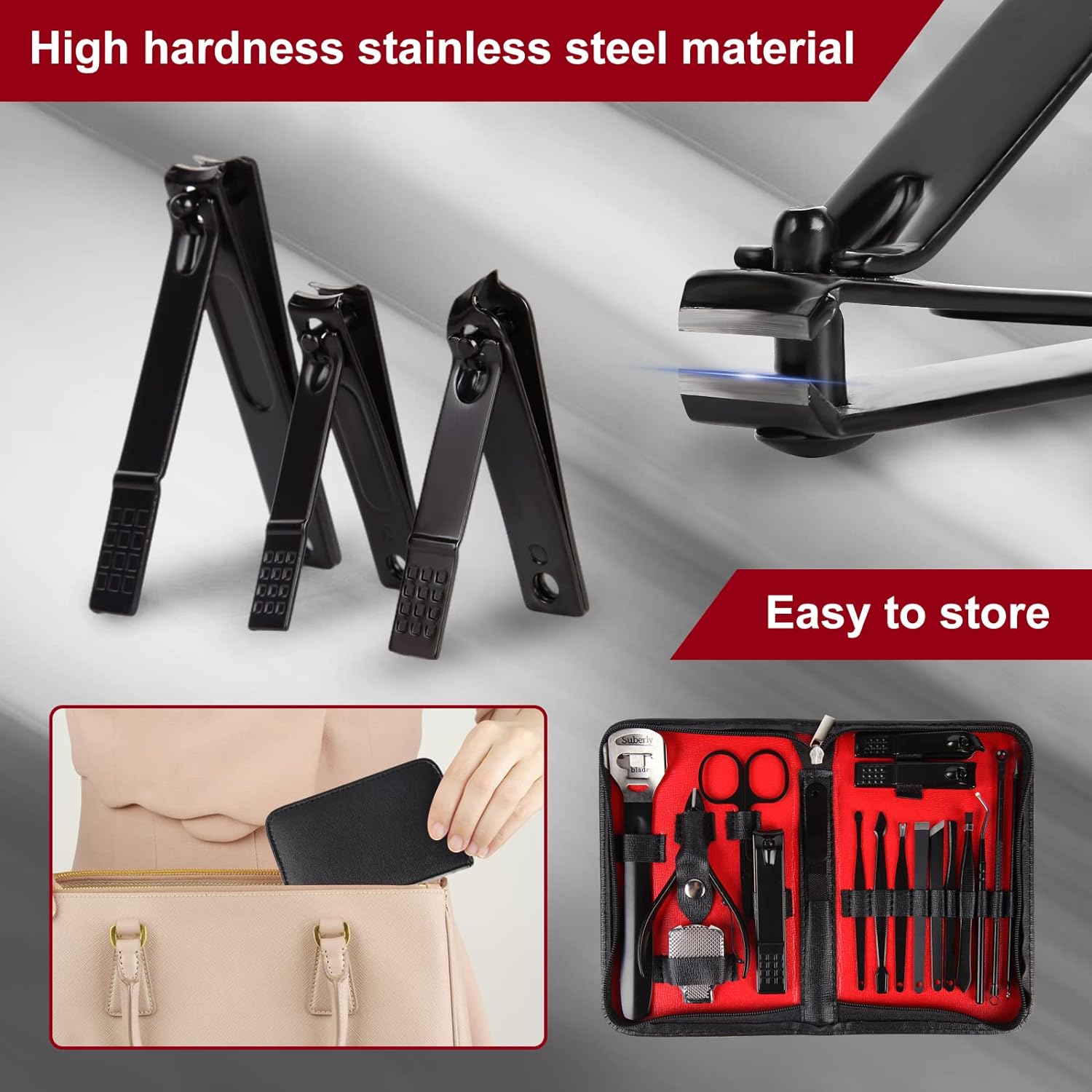 18-in-1 Stainless Steel Manicure Pedicure Set Portable Grooming Kit with Nail Clippers - Image 5