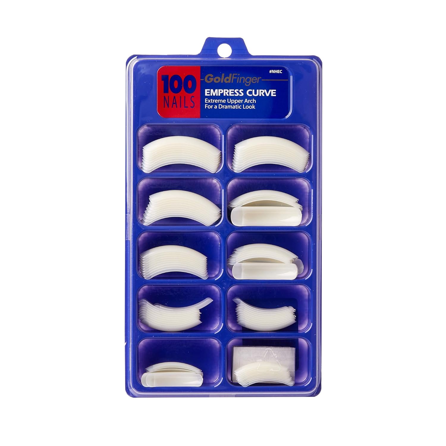 Gold Finger 100 Acrylic Plain Nails (1 PACK, Empress Curve) Overlap Long Length, Half Cover French False Nail Tips