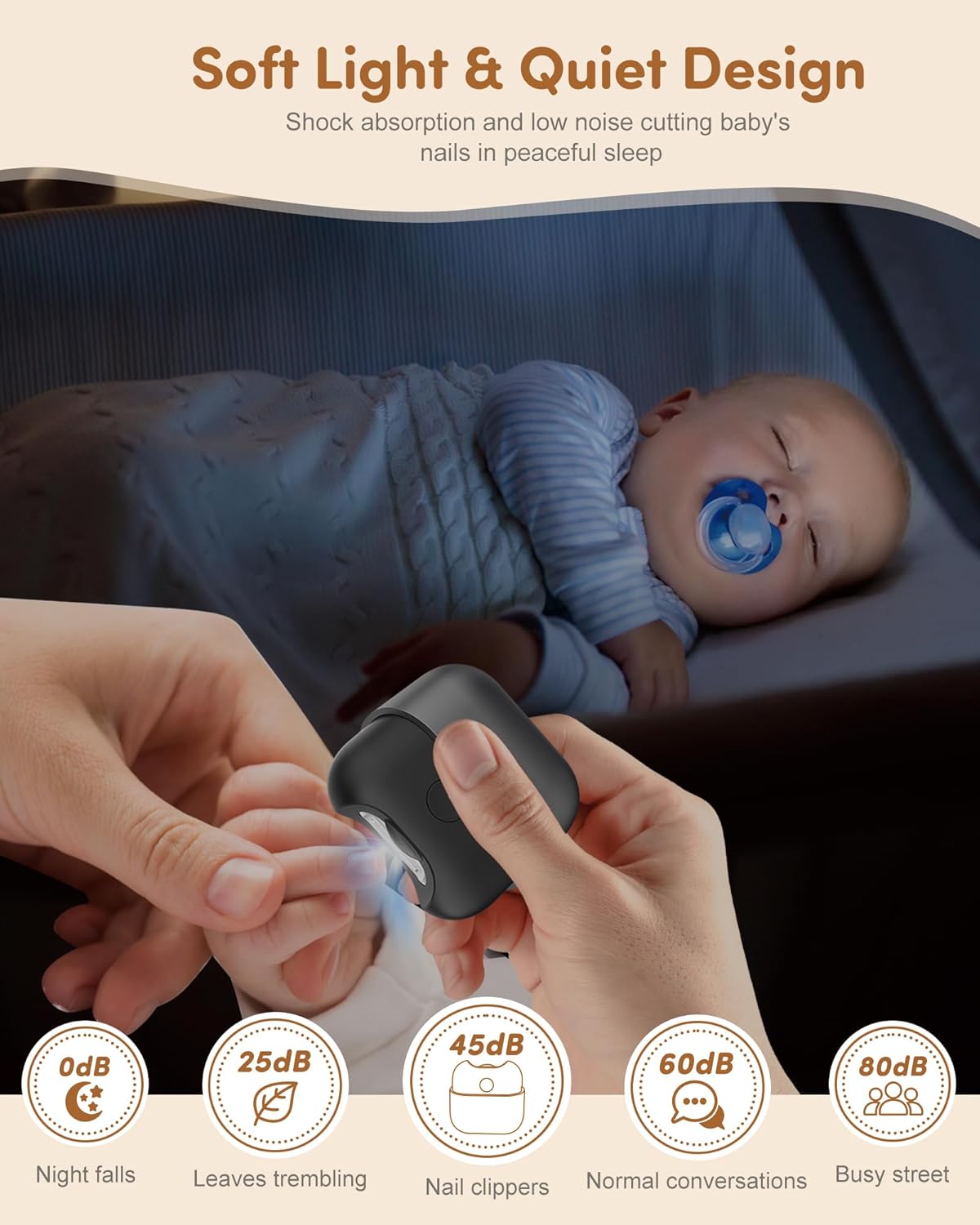 Baby and Adult Electric Nail Clipper, USB Rechargeable with Built-in Light and Nail Catcher - Image 2