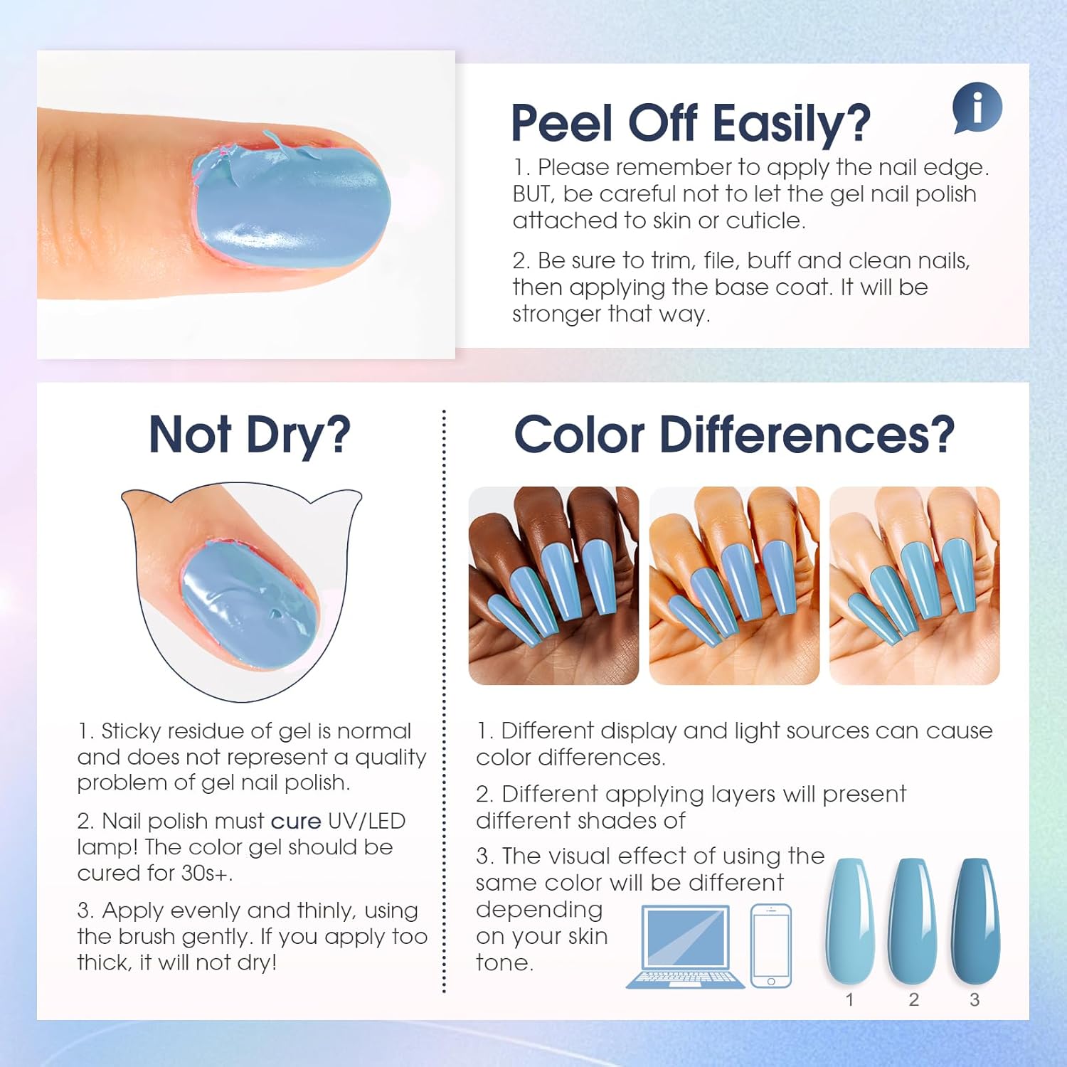 ROSALIND 12 Colors Winter Blue Gel Nail Polish Set for Nail Art - Image 8