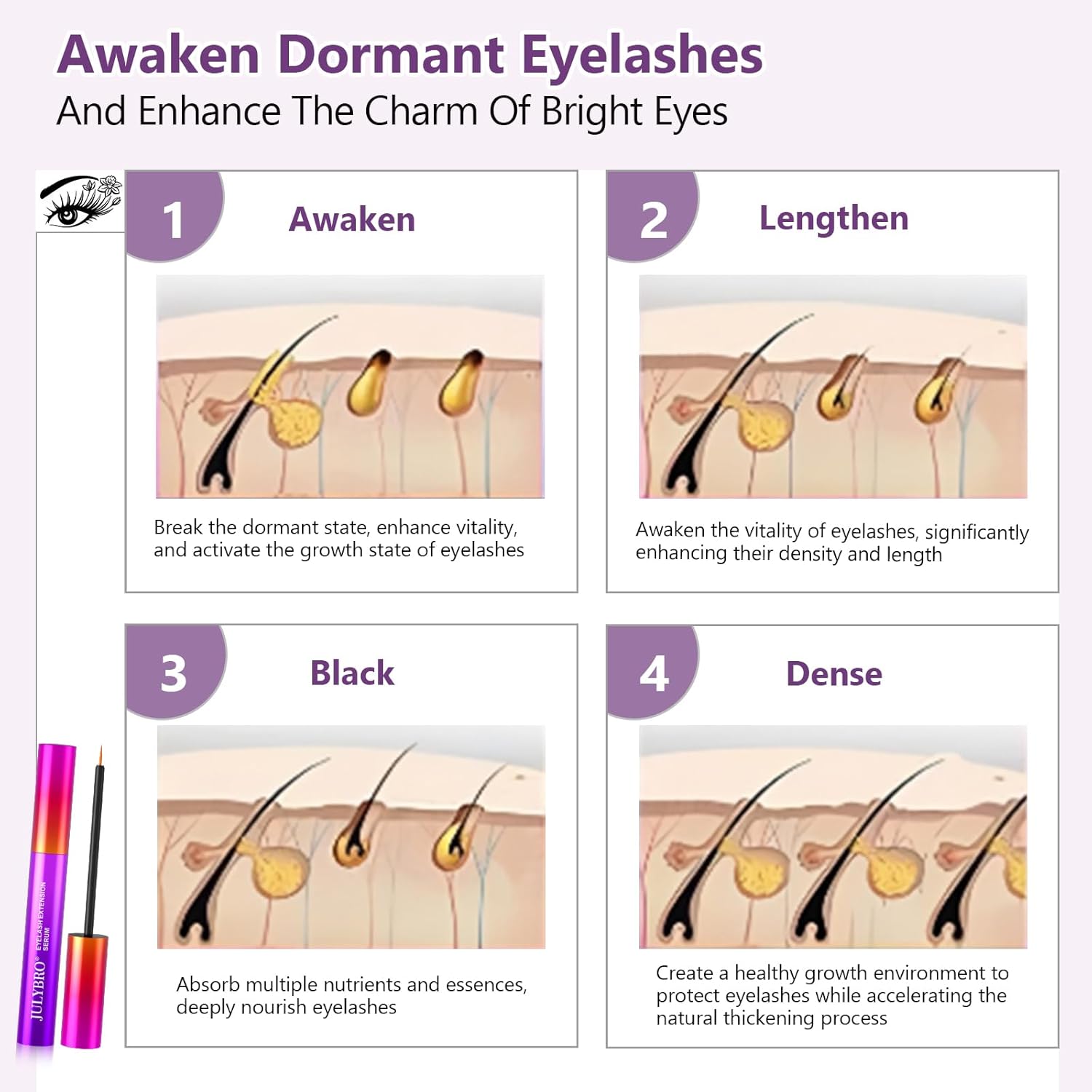 Vegan Cruelty-Free 3ML Eyelash Growth Serum for Longer Thicker Fuller Lashes - Image 4