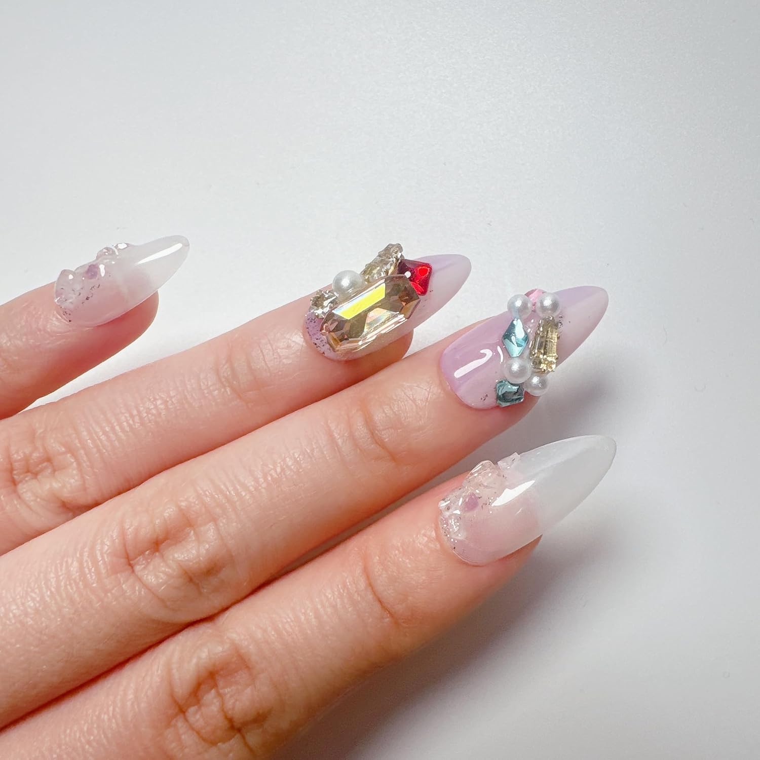 Handmade Purple Gel Press On Almond Nails 10 Pcs Reusable Waterproof Size Large - Image 6