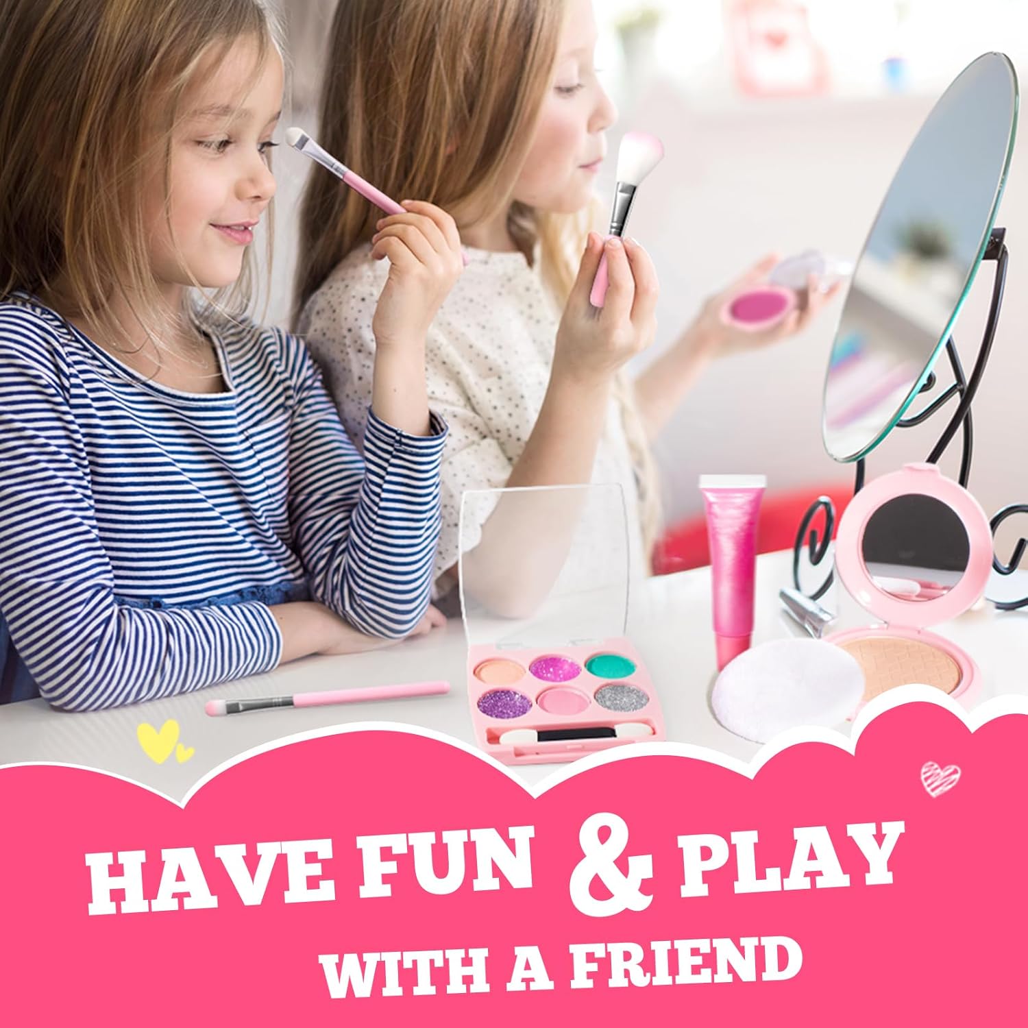 ULOVEME Washable Kids Makeup Set for Girls 4-6 with Rainbow Coin Purse 5.5x5.25in - Image 5