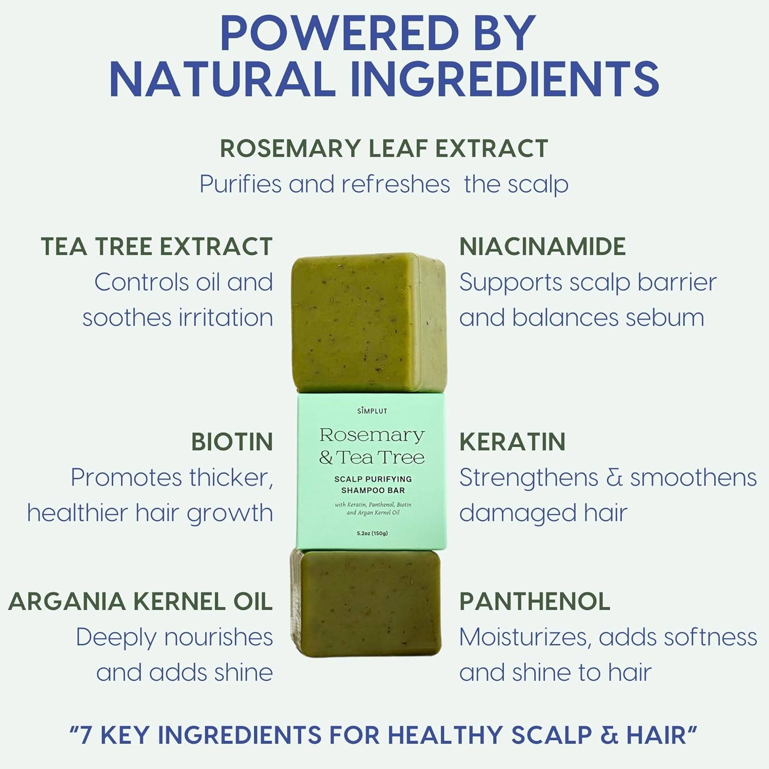 Rosemary Tea Tree Shampoo Bar with Keratin Biotin Argan Oil 5.2oz Sulfate Free Condition - Image 4