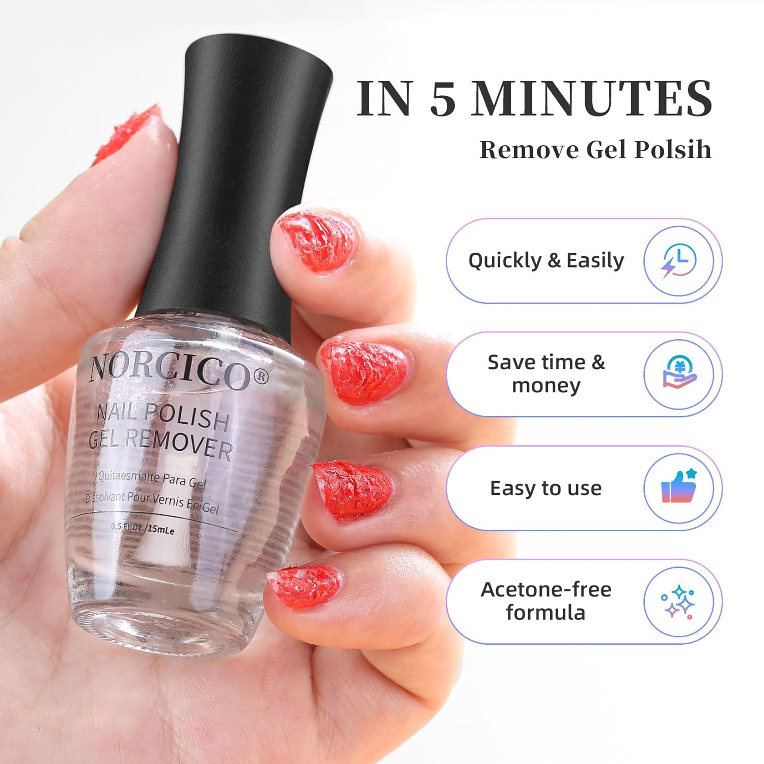 Acetone-Free Gel Polish Remover Kit, Fast 2-5 Minute Removal, Travel-Friendly - Image 2