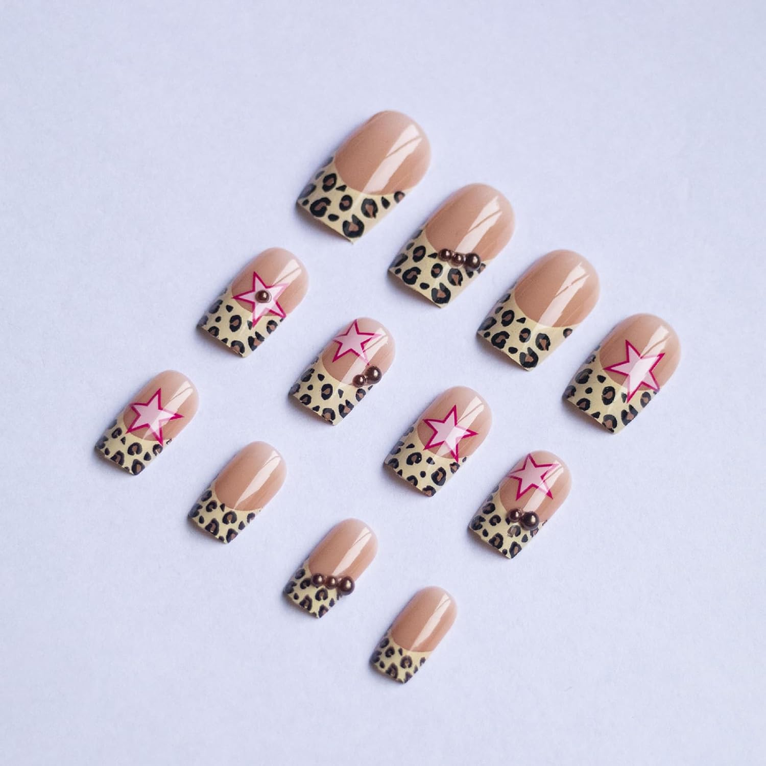 SINHOT Medium Square Press On Nails 24 Piece Glossy Leopard Print Acrylic Design - Image 2