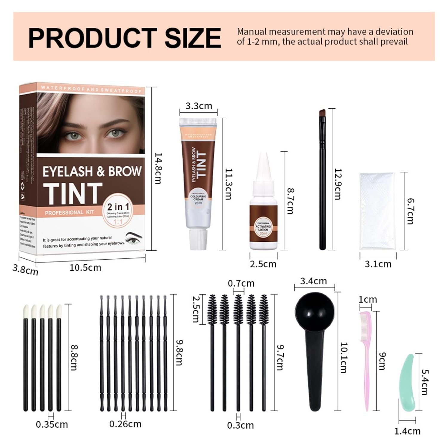 Natural Brown Eyelash and Brow Tint Kit for Home or Salon Use, Lasts 4-8 Weeks, Waterproof - Image 5
