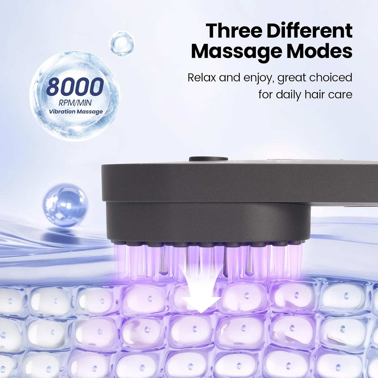 UNIWA Cordless Electric Grey 3-in-1 Scalp Massager, Hair Growth Brush, and Oil Applicator - Image 2