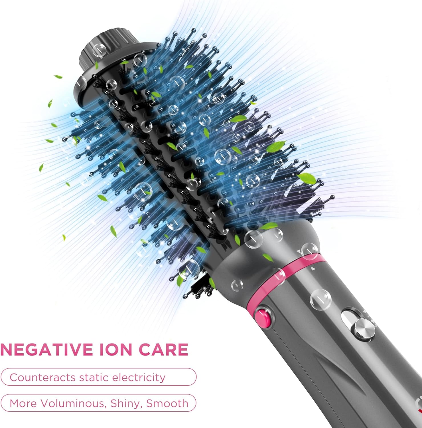 IG INGLAM 4-in-1 Gray Hot Air Brush and Volumizer with 2 Detachable Brush Heads - Image 4