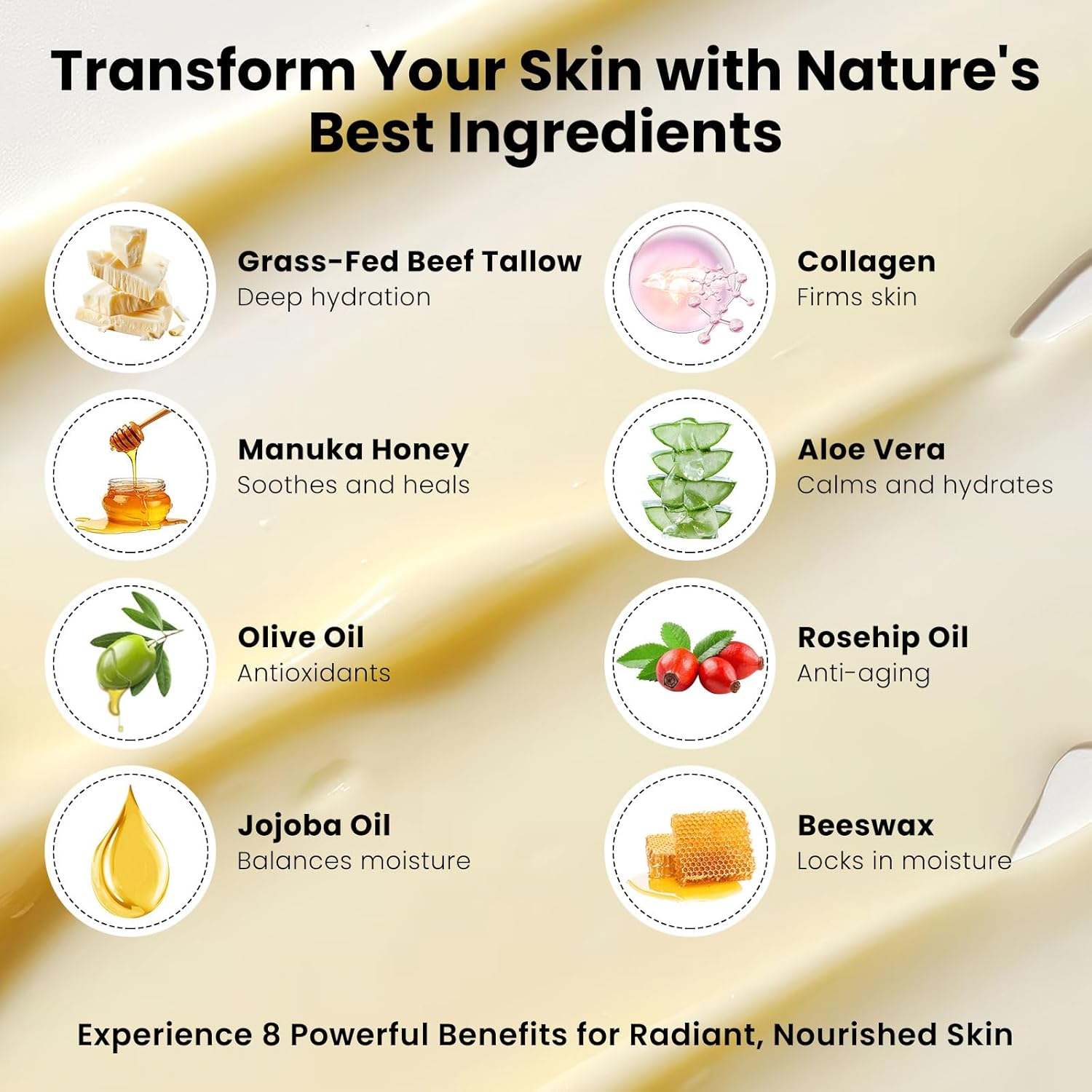 Organic Whipped Beef Tallow Balm with Manuka Honey 4 oz for All Skin Types - Image 5