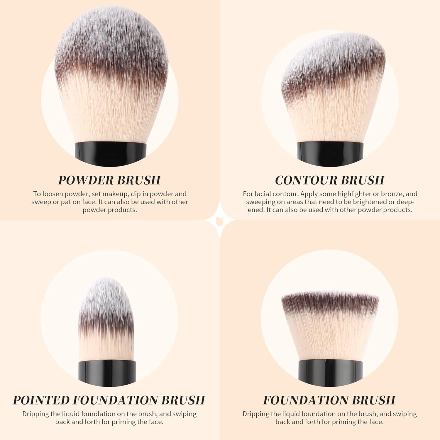 DUcare 2 Piece Black Makeup Brush Set Duo End Foundation Contour - Image 2